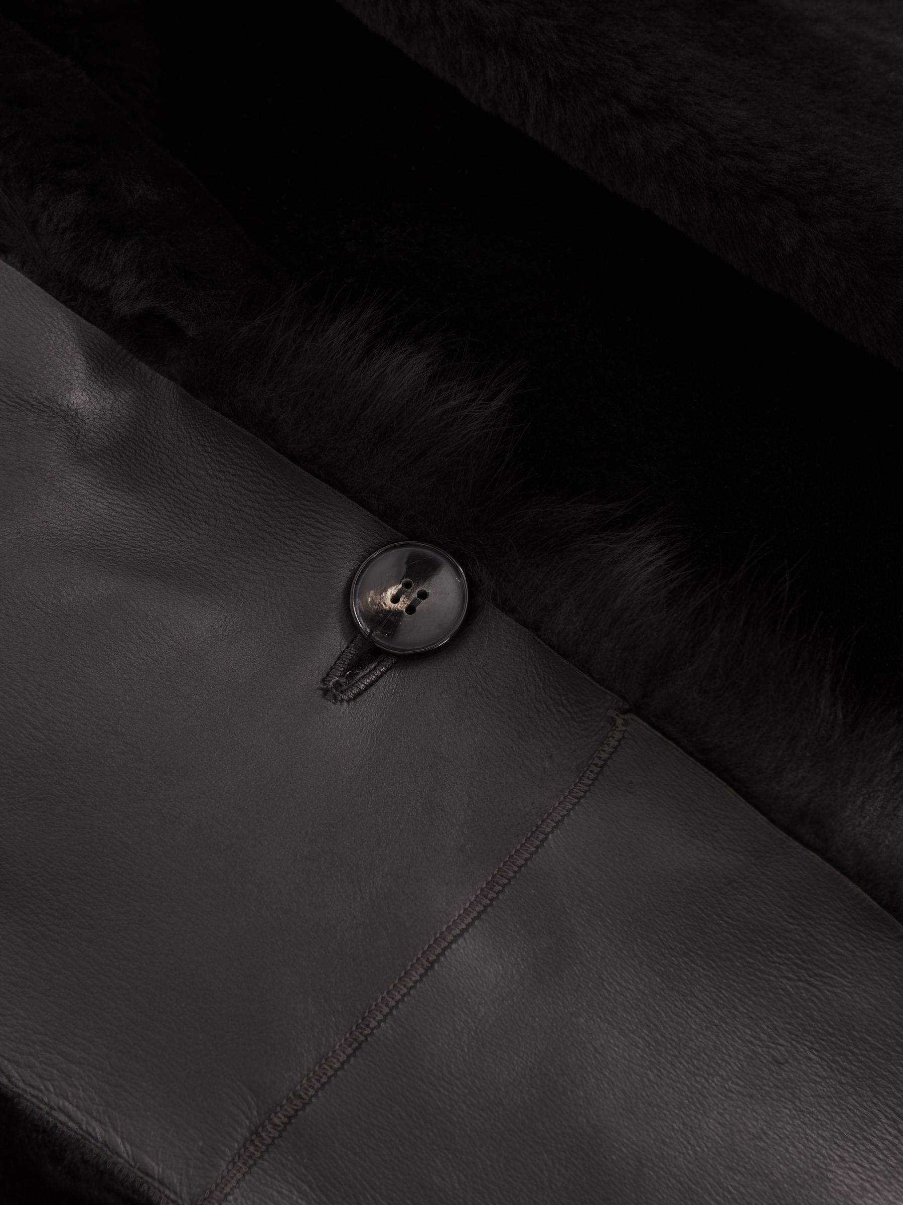 Shearling And Leather Coat in Chocolate Brown