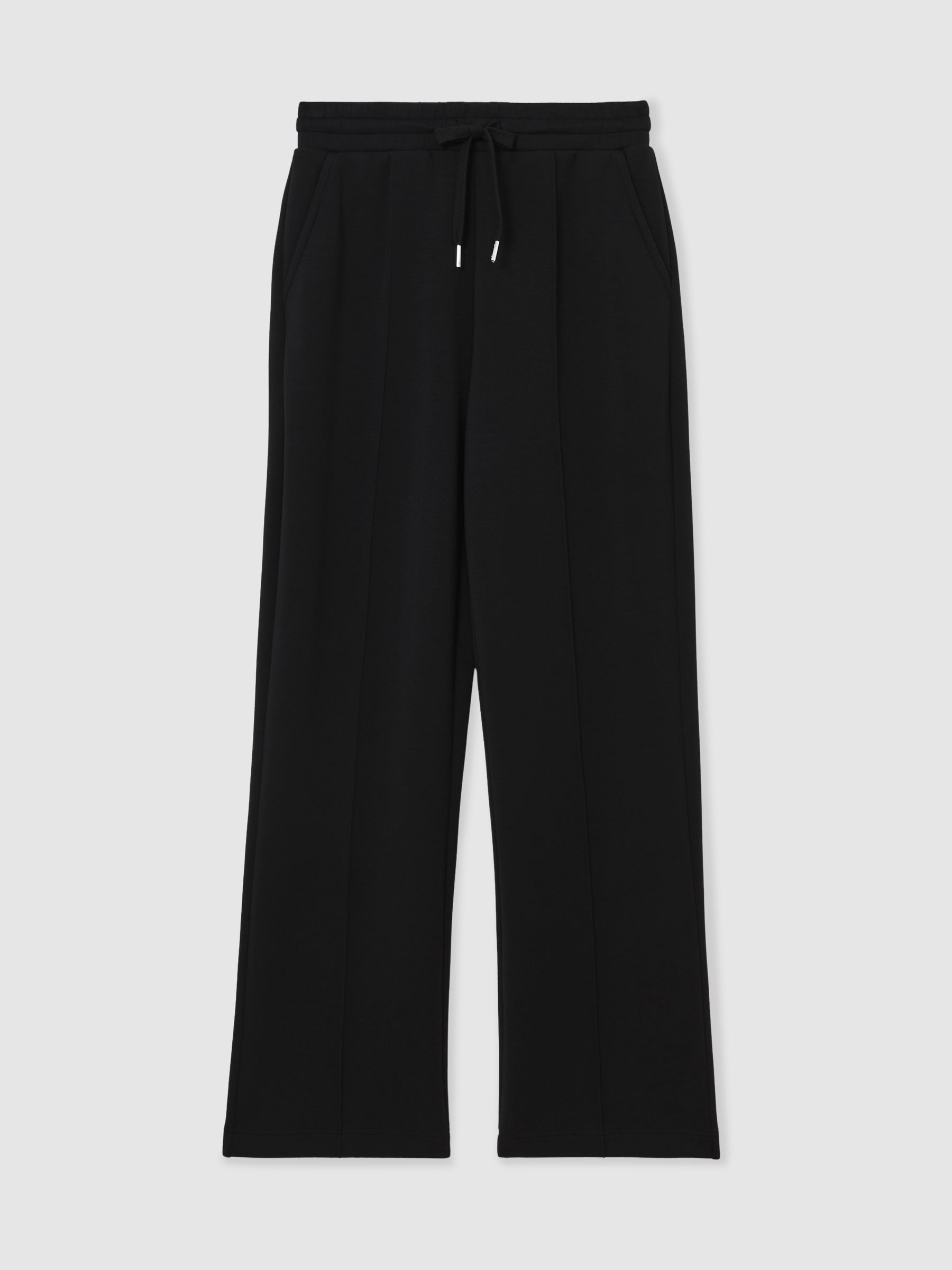 Modal-Blend Interlock Wide-Leg Joggers in Black