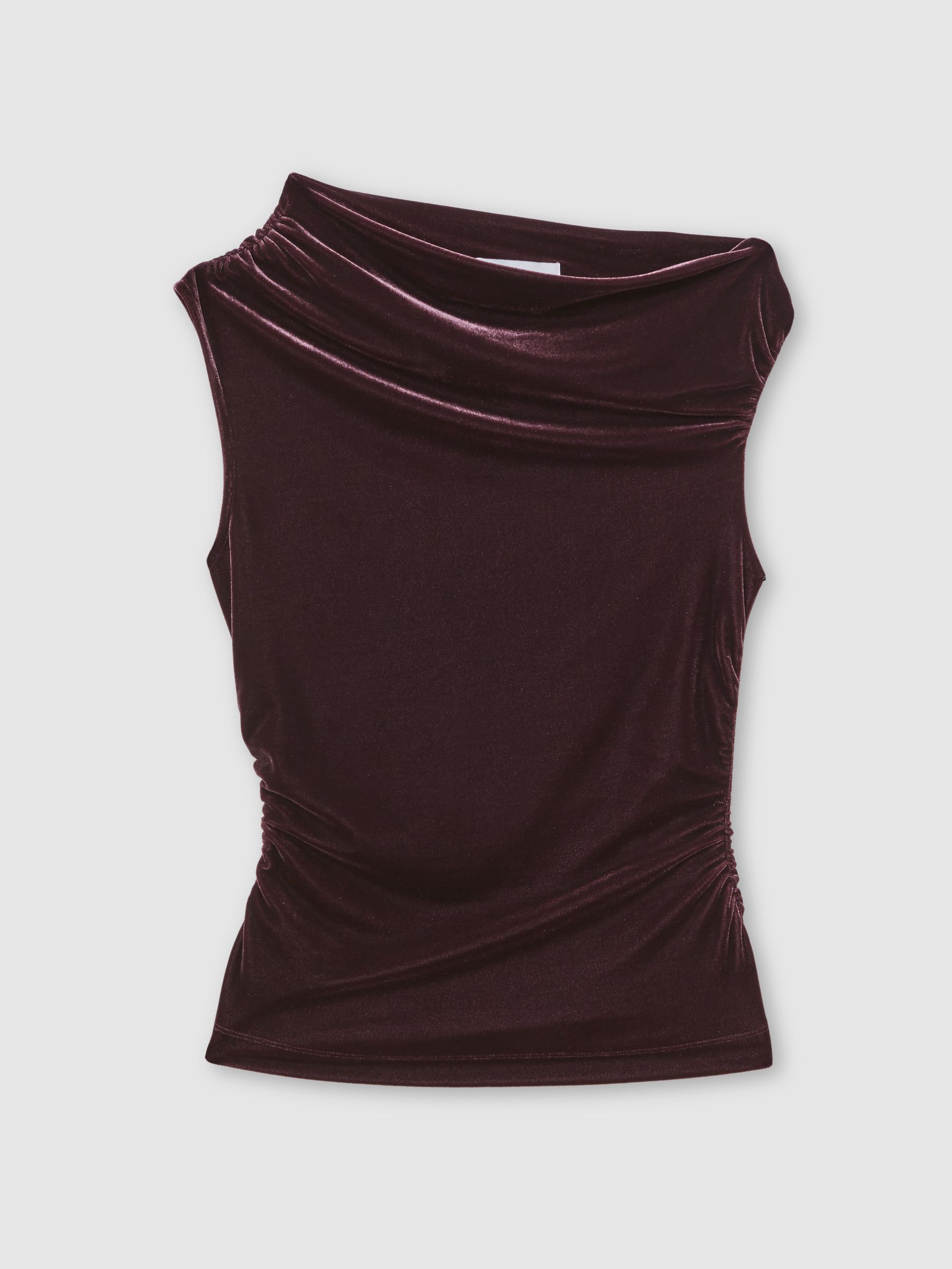 Velvet Off-Shoulder Top in Plum Purple