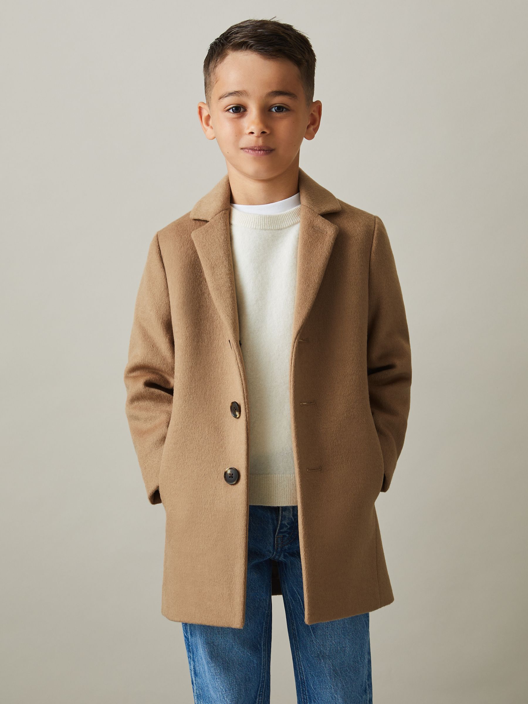 13-14 yrs Single Breasted Overcoat in Camel