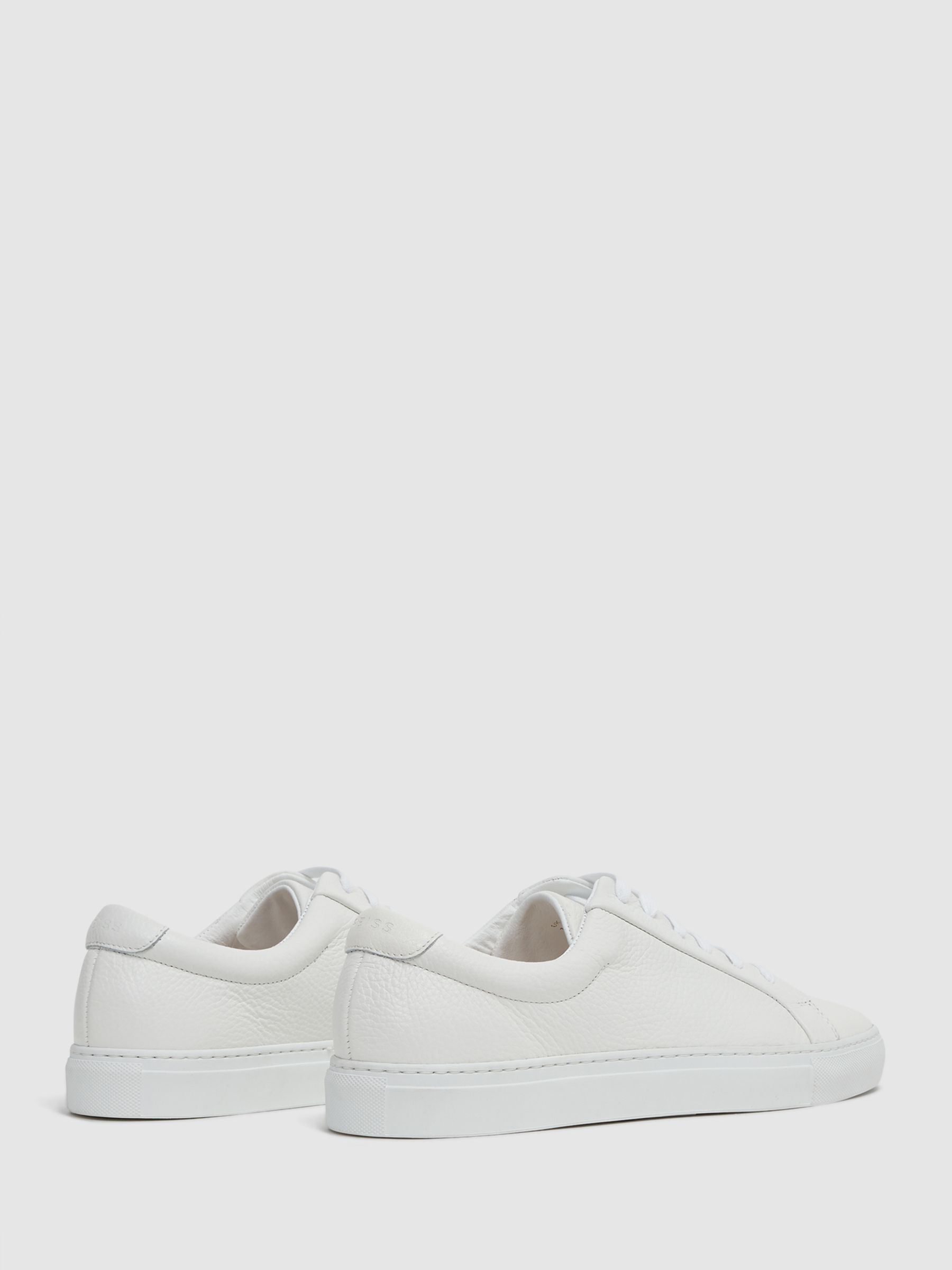 Tumbled-Leather Low-Top Trainers in White