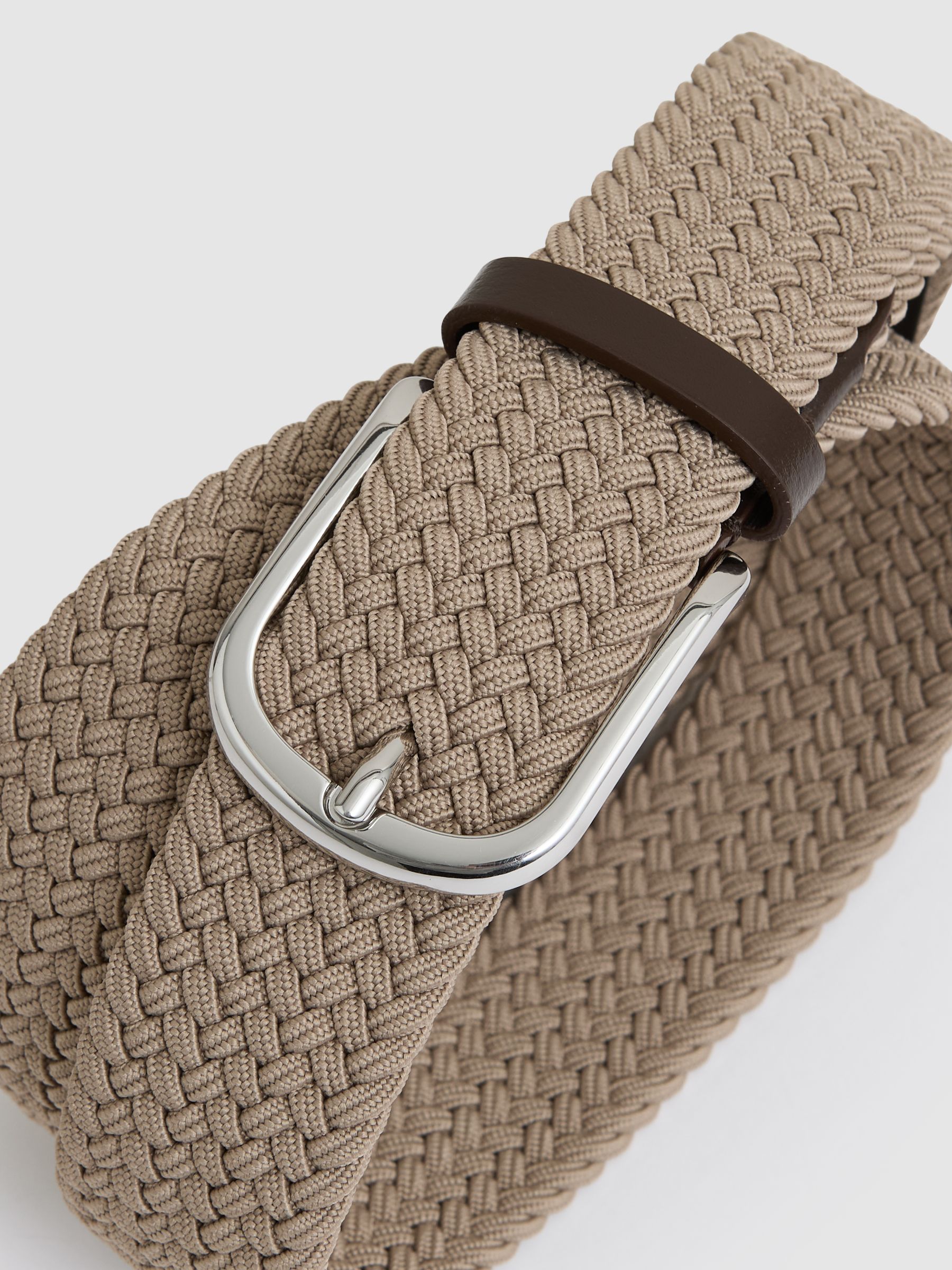 Basket Weave Belt in Stone