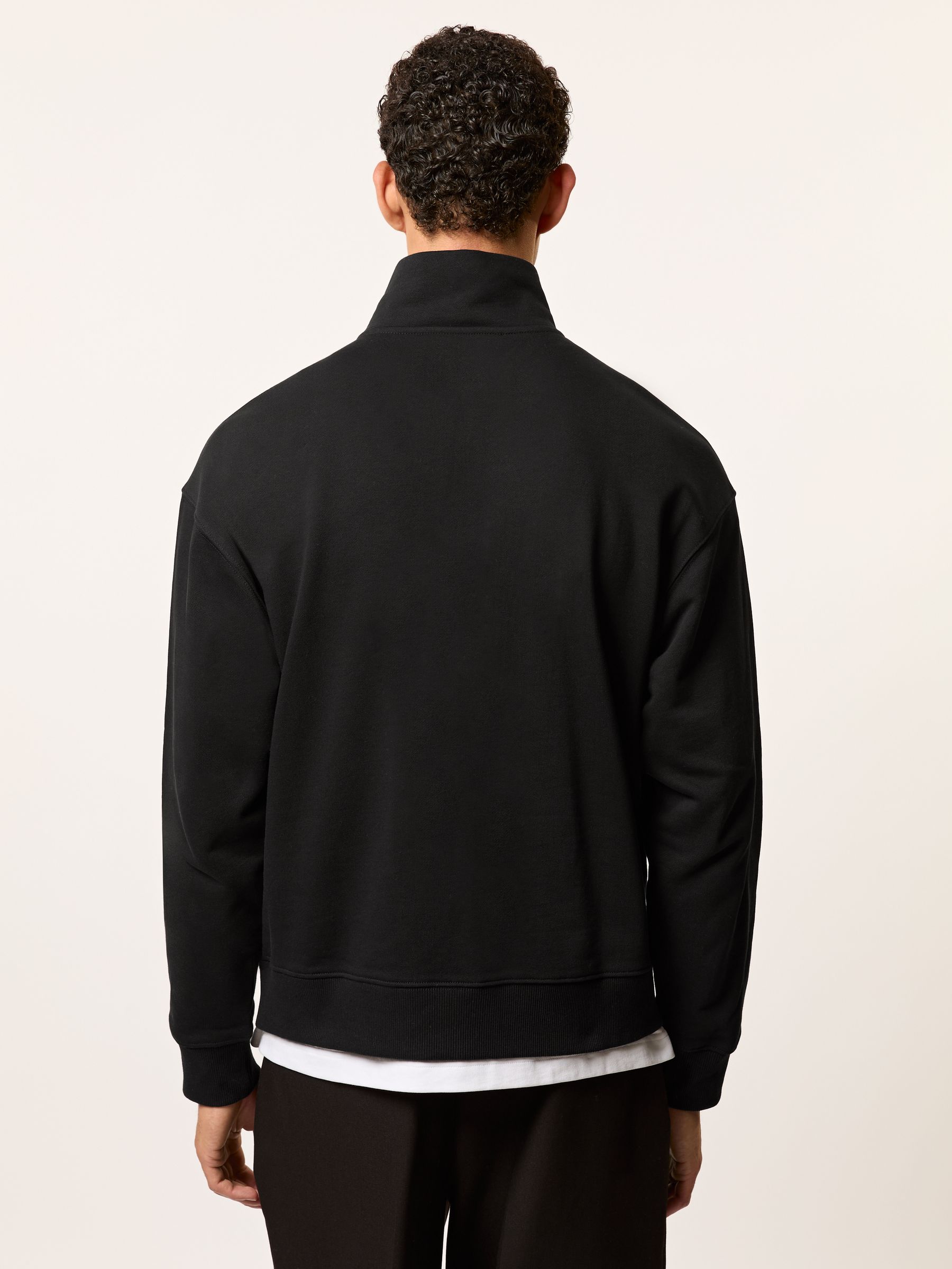 Monogram Half-Zip Relaxed Sweatshirt in Black