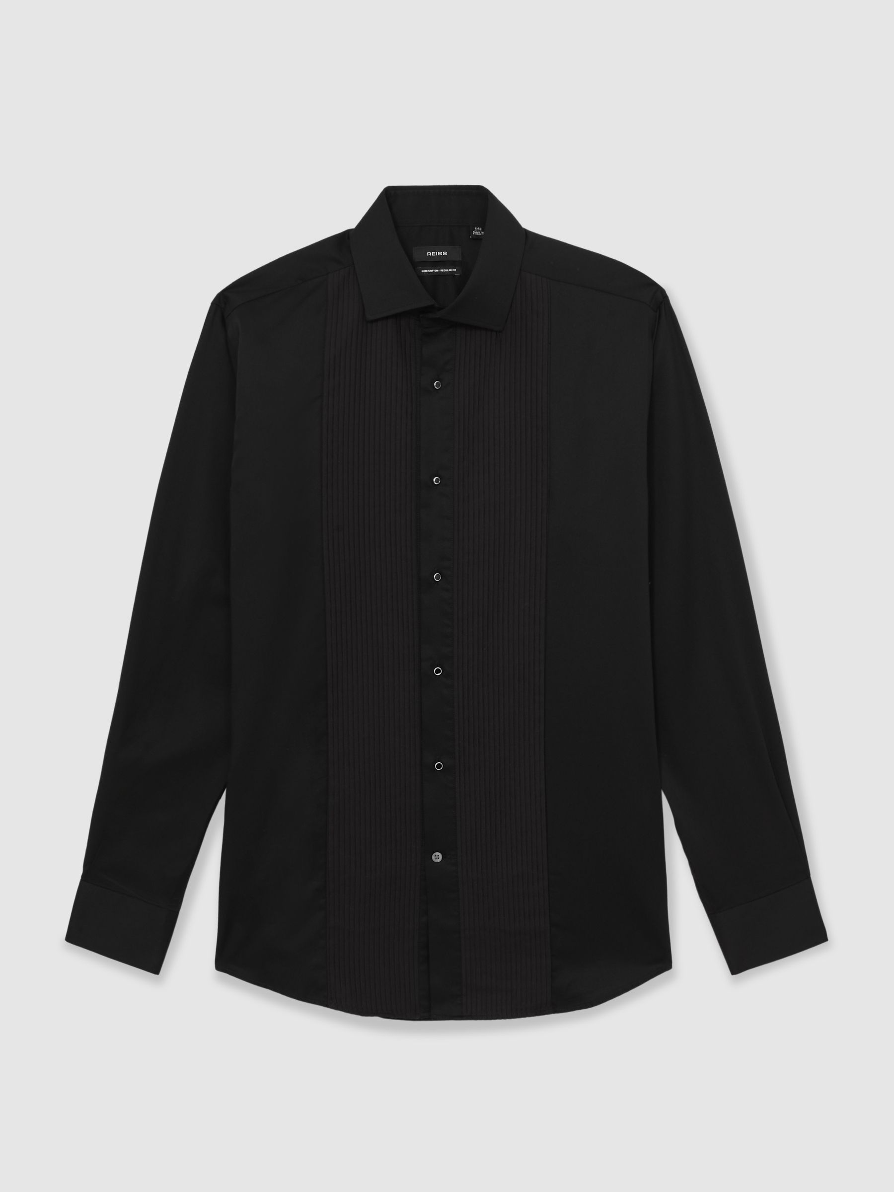Regular Fit Cotton Dinner Shirt in Black