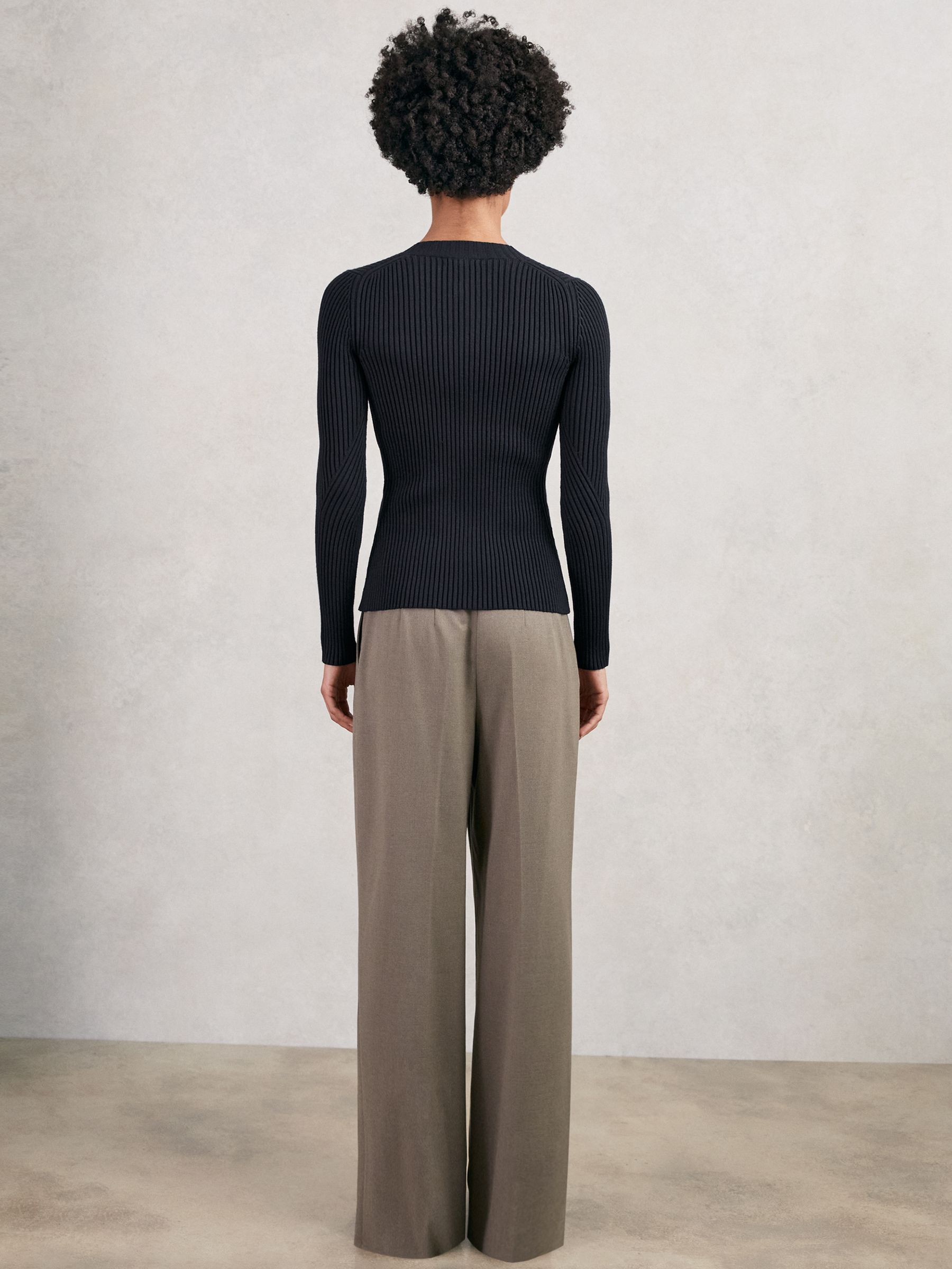 Button Front Knit Cardigan in Navy