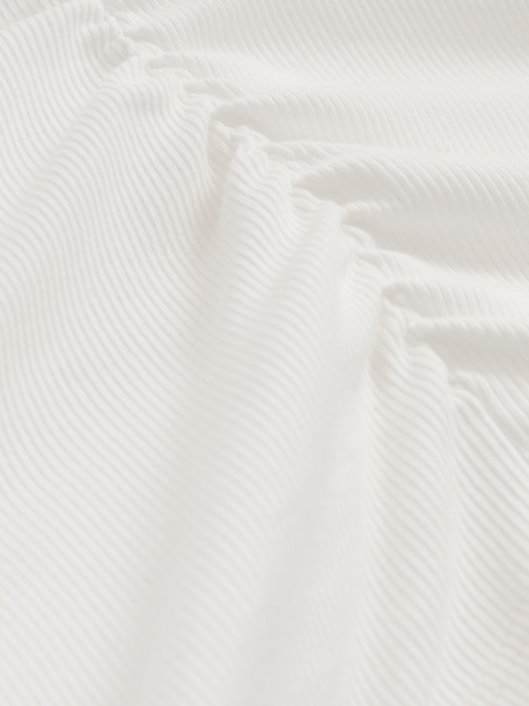 Cotton Long-Sleeve Ruched T-Shirt with Stretch in White