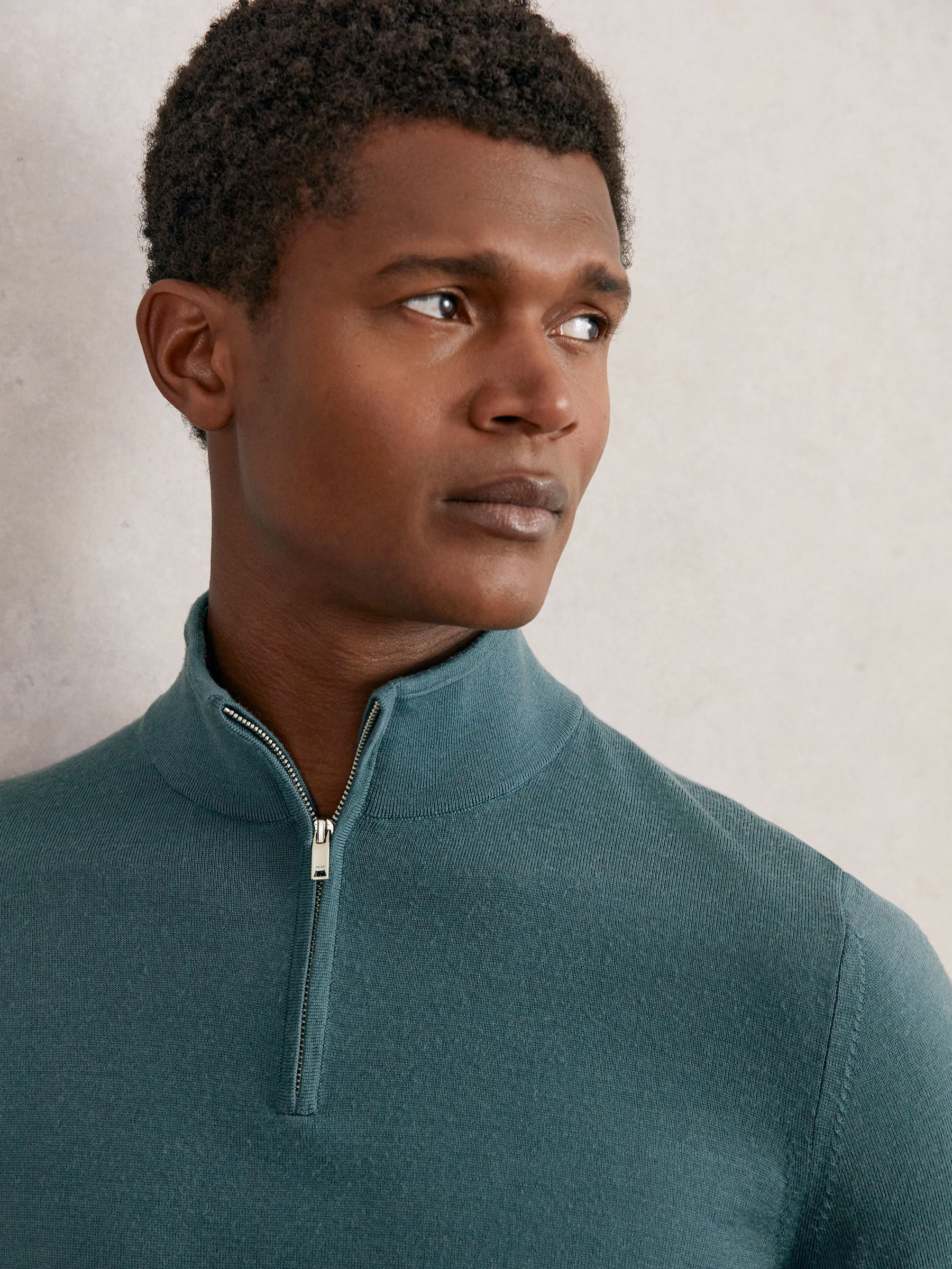 Merino Wool Half Zip Jumper in Orion Blue