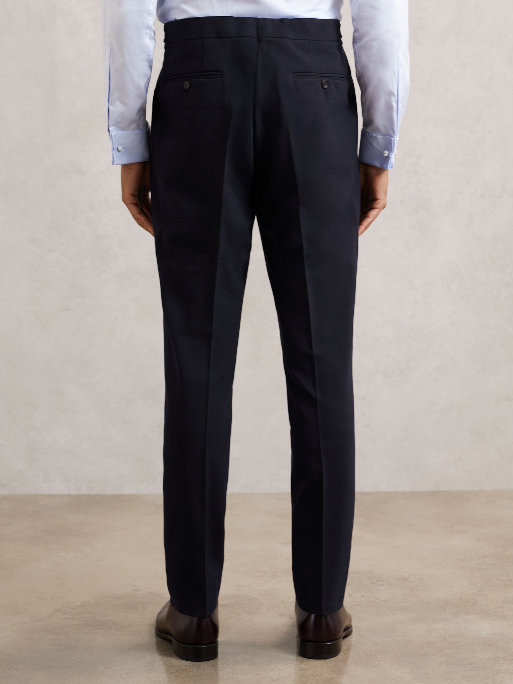 Slim-Fit Textured Suit Trousers With Wool in Navy