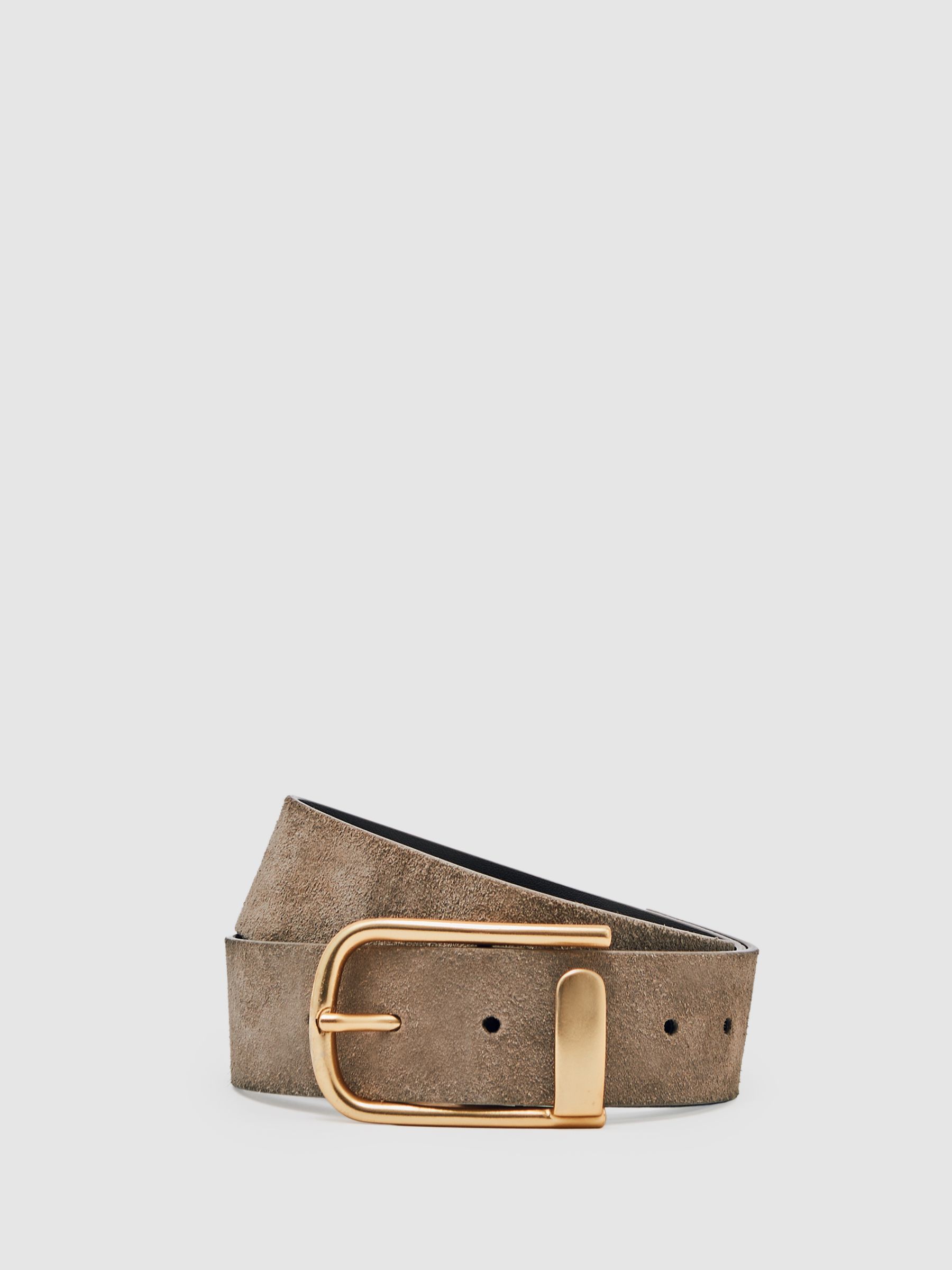 Leather Half Keeper Belt in Grey