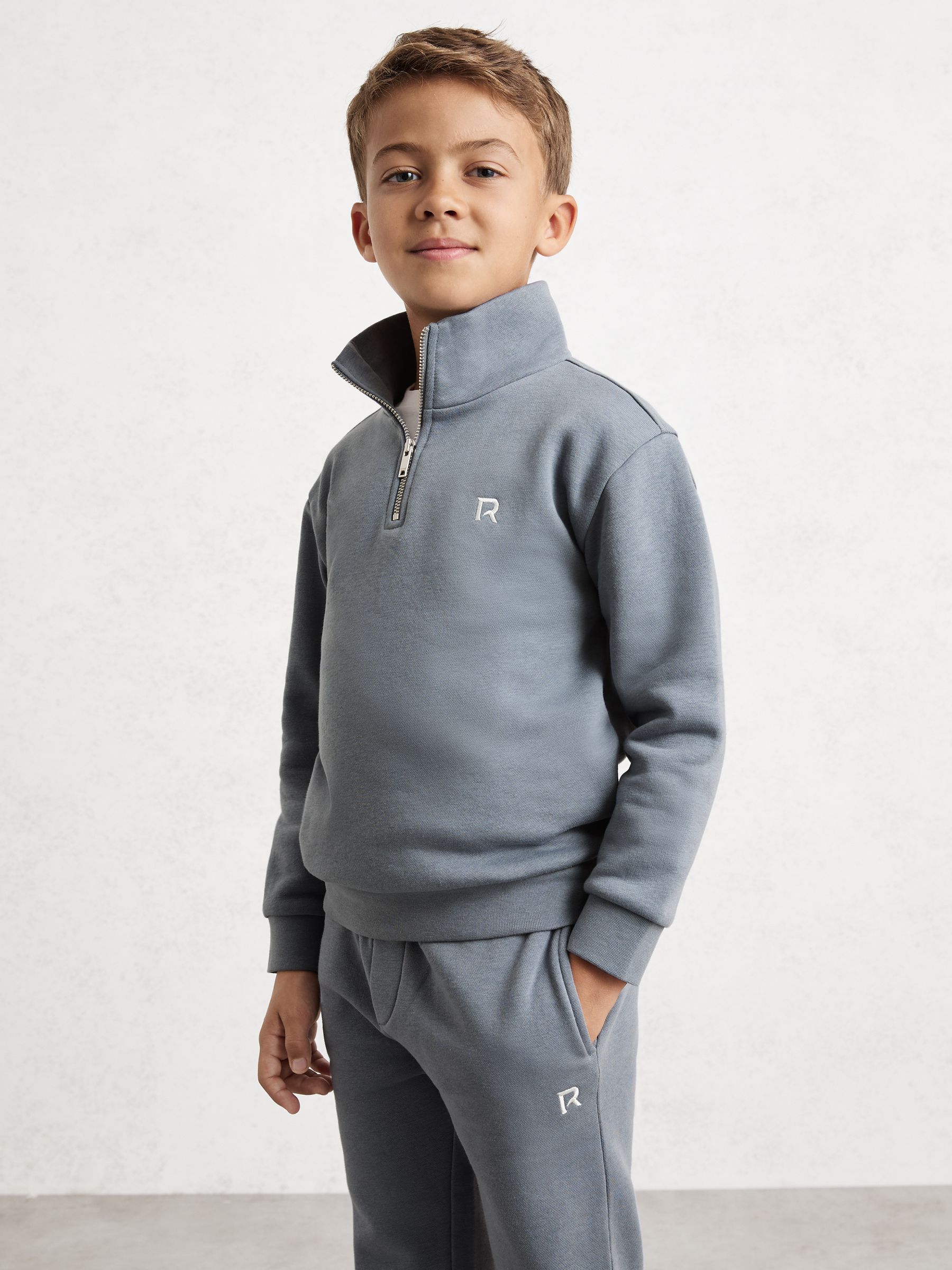 3-9 yrs Half-Zip Logo Tracksuit Set in Airforce Blue