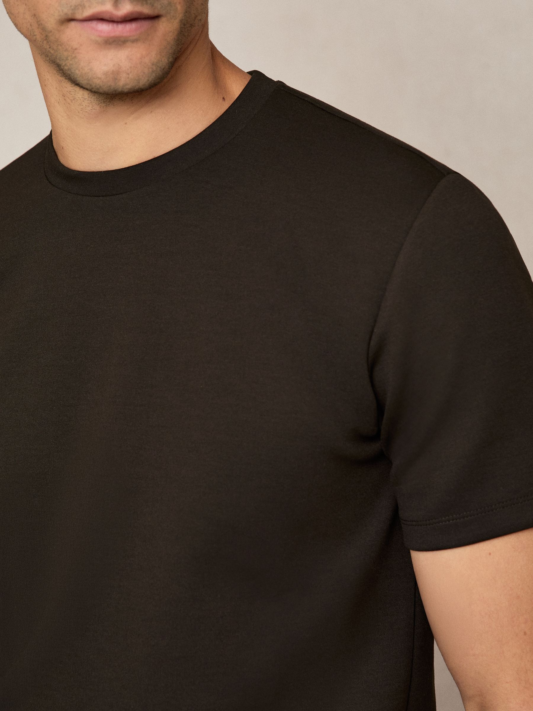 Premium Interlock Crew-Neck T-Shirt in Chocolate Brown