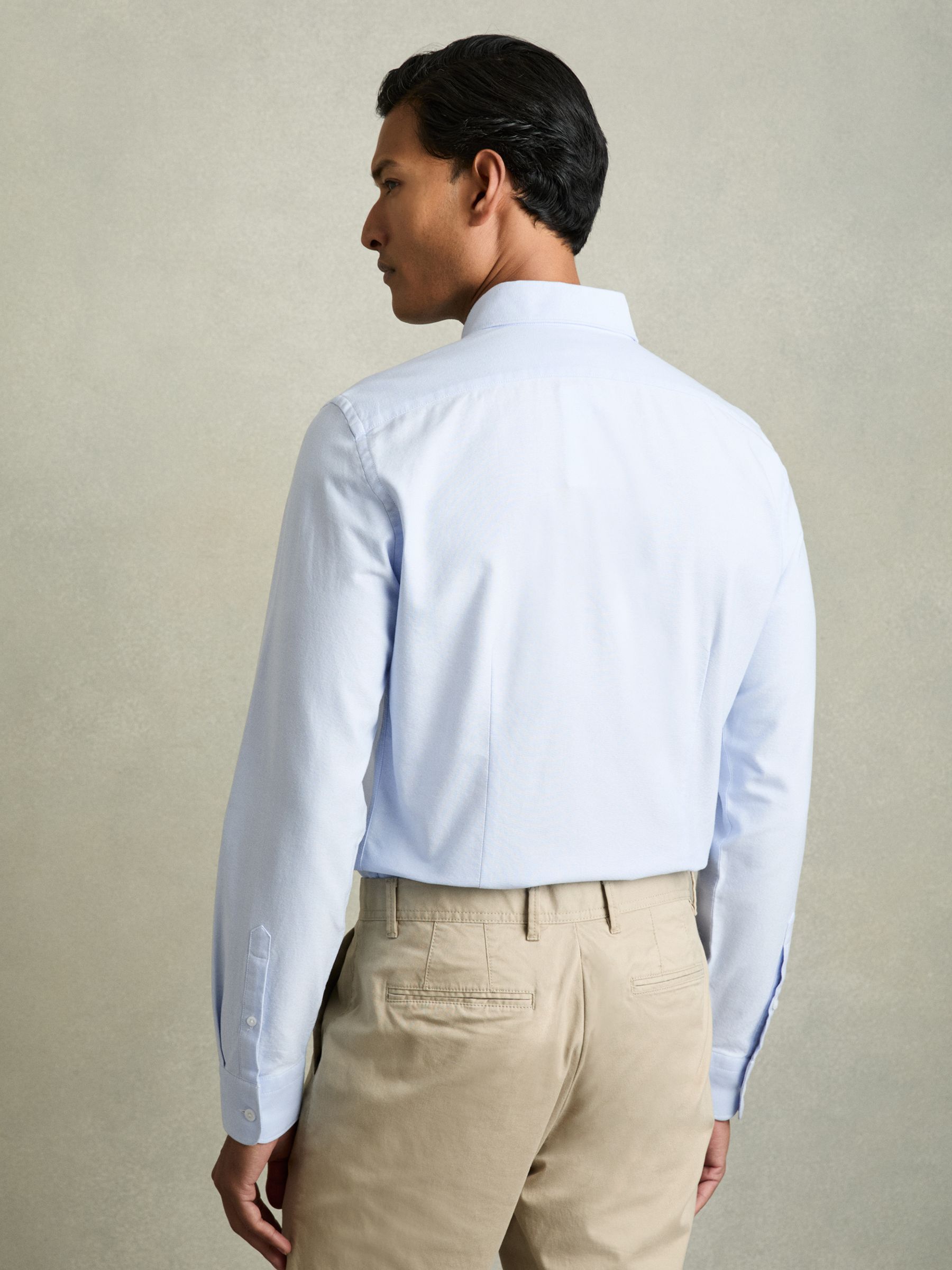 Slim-Fit Button-Down Collar Cotton Oxford Shirt in Soft Blue
