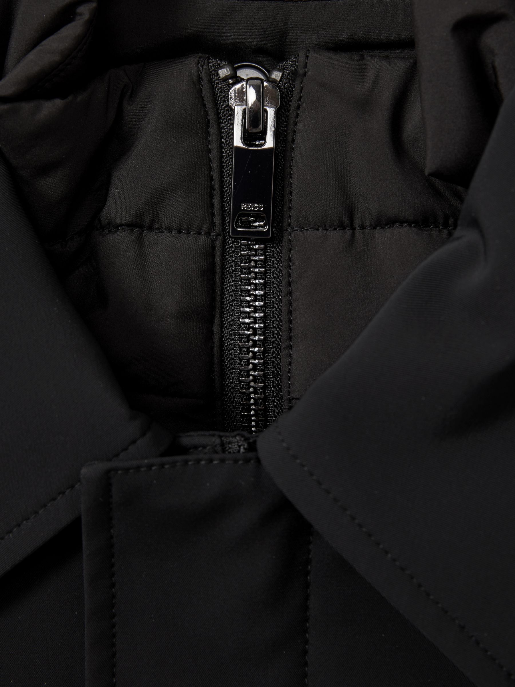 Hybrid Removable Funnel Neck Overcoat in Black