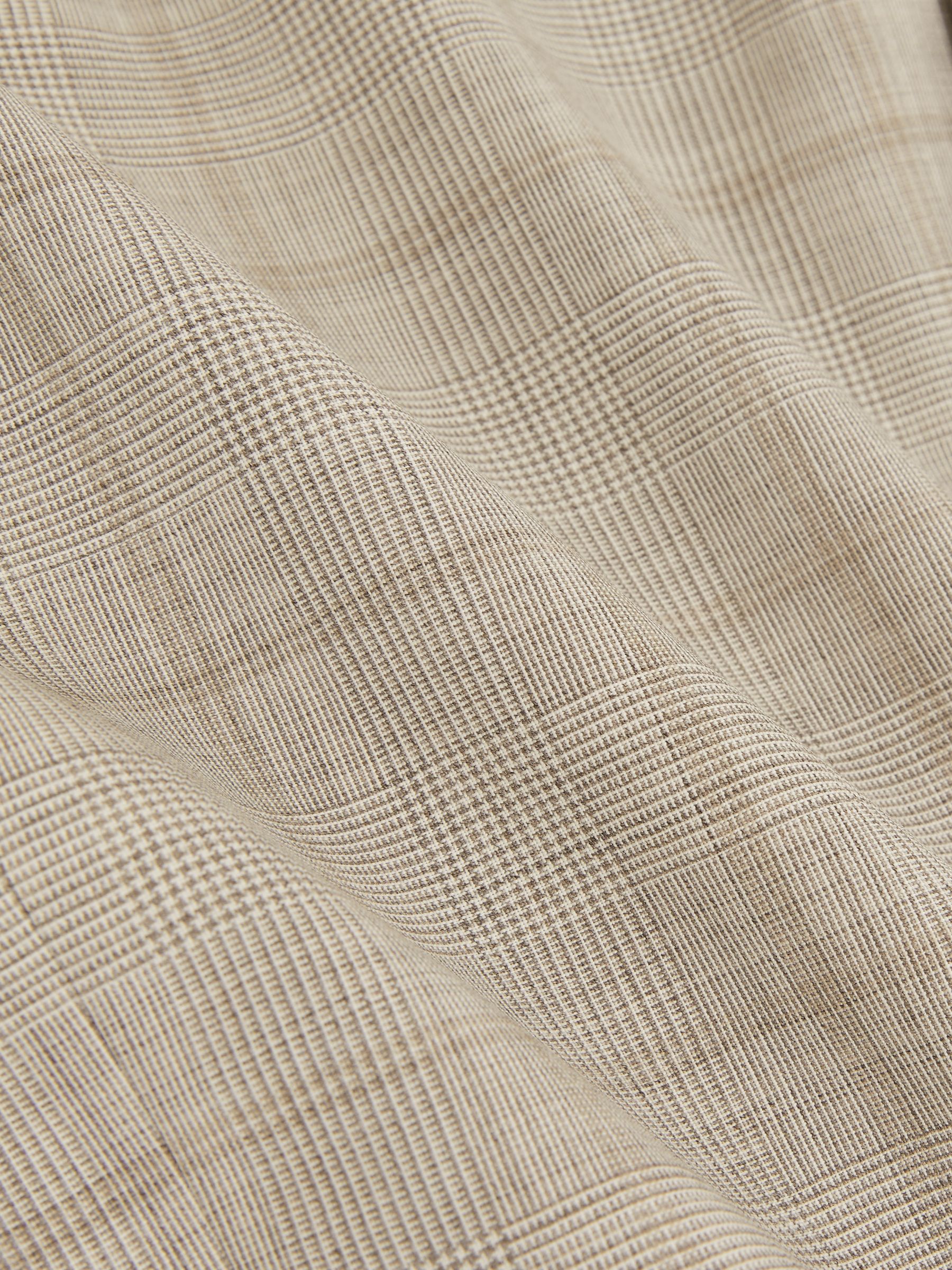 Slim-Fit Single-Breasted Wool Check Suit Blazer in Oatmeal Brown