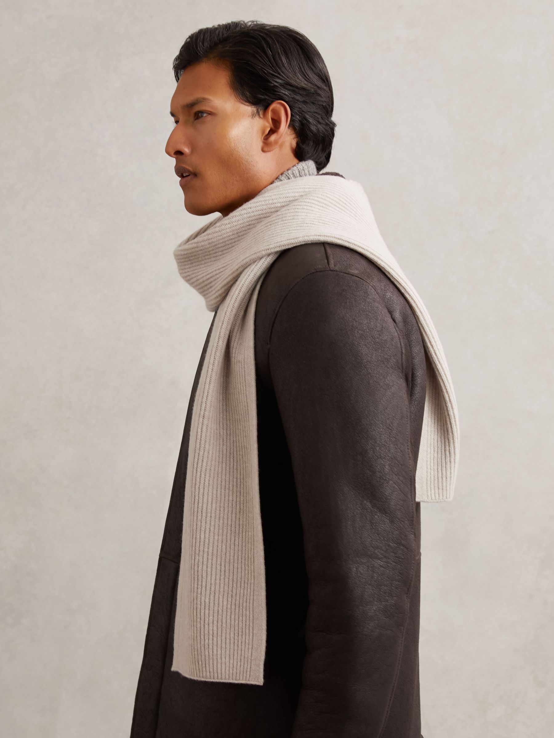 Merino Wool Scarf and Beanie Gift Set in Light Oatmeal Melange