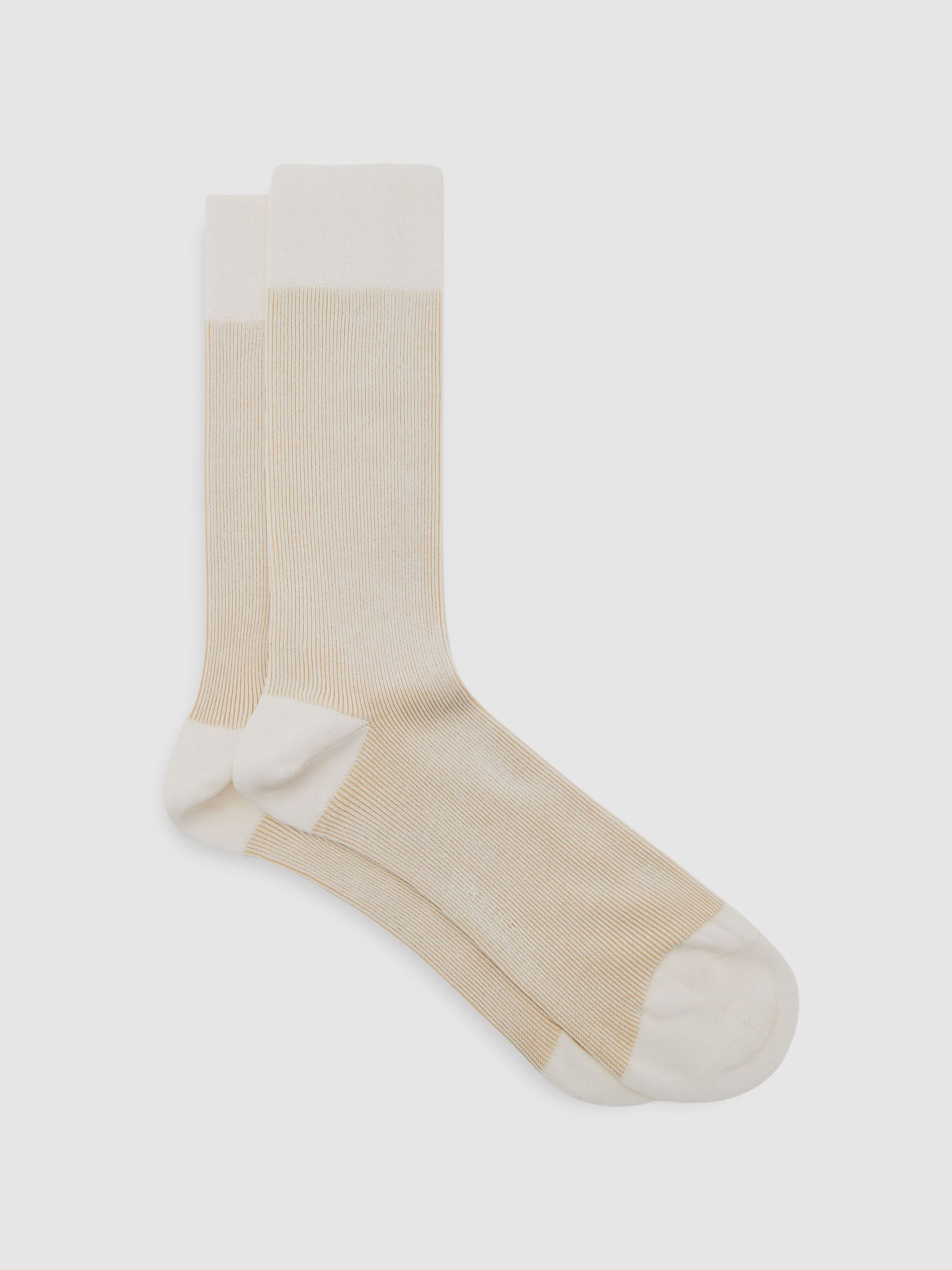 Two Tone Cotton Socks in Ecru/Oatmeal