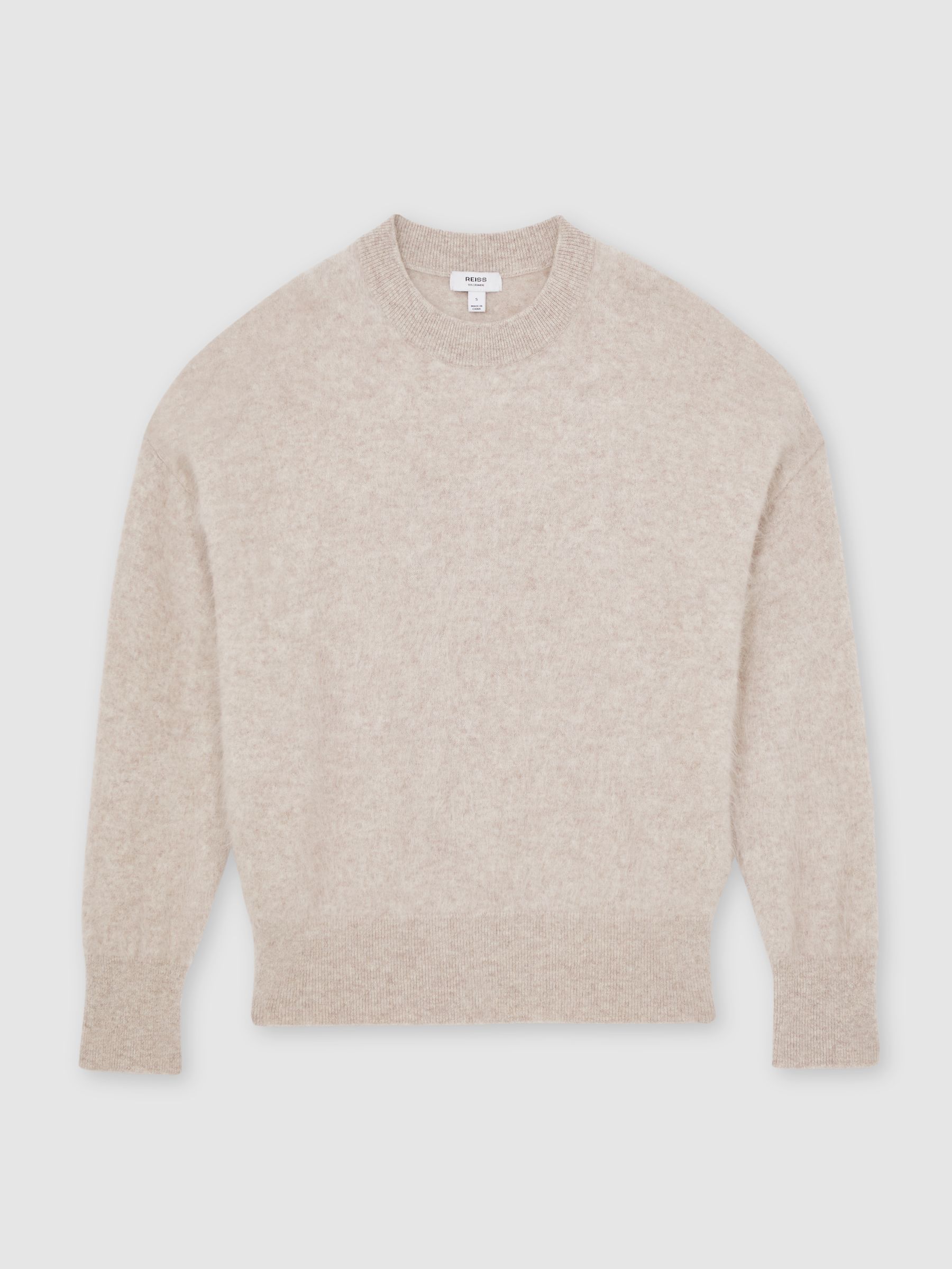 Brushed Cashmere Crew Neck Jumper in Oatmeal Neutral