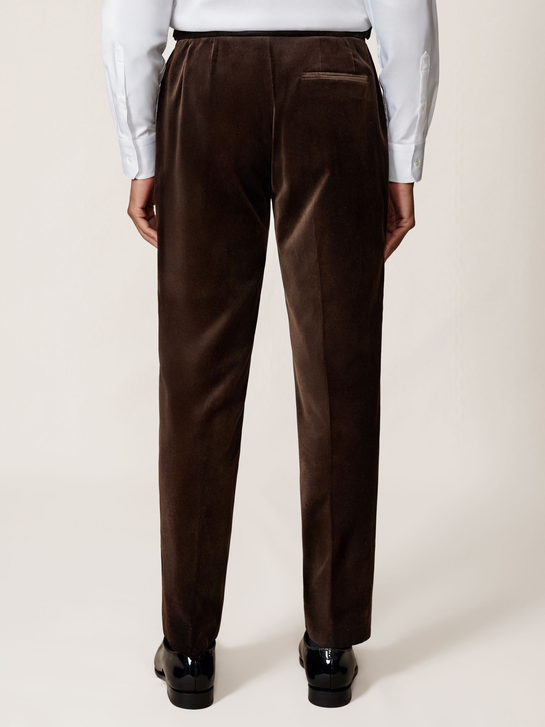 Velvet Slim-Fit Suit Trousers in Chocolate Brown