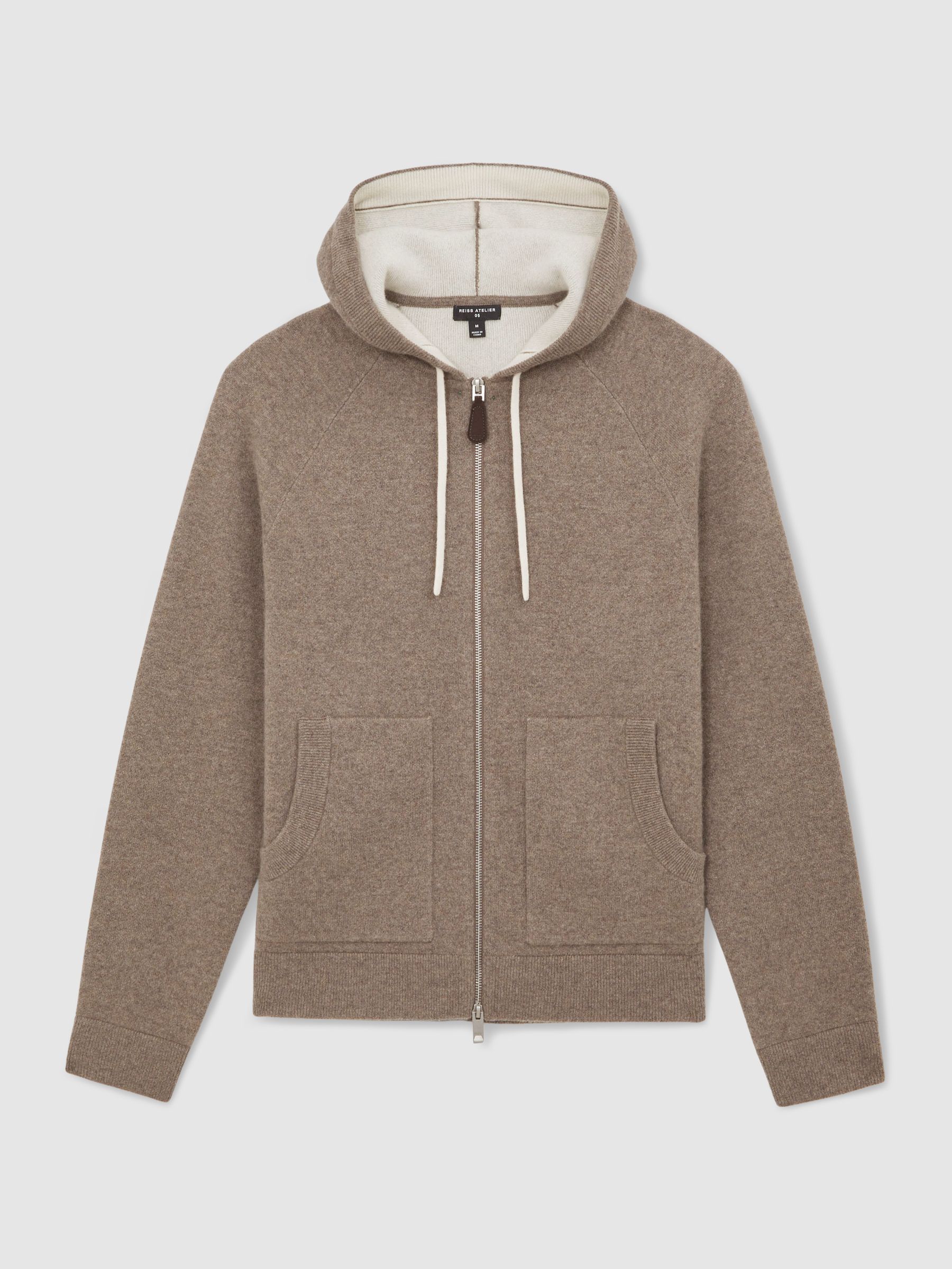 Atelier Cashmere-Blend Zip Hoodie in Mouse Brown Melange
