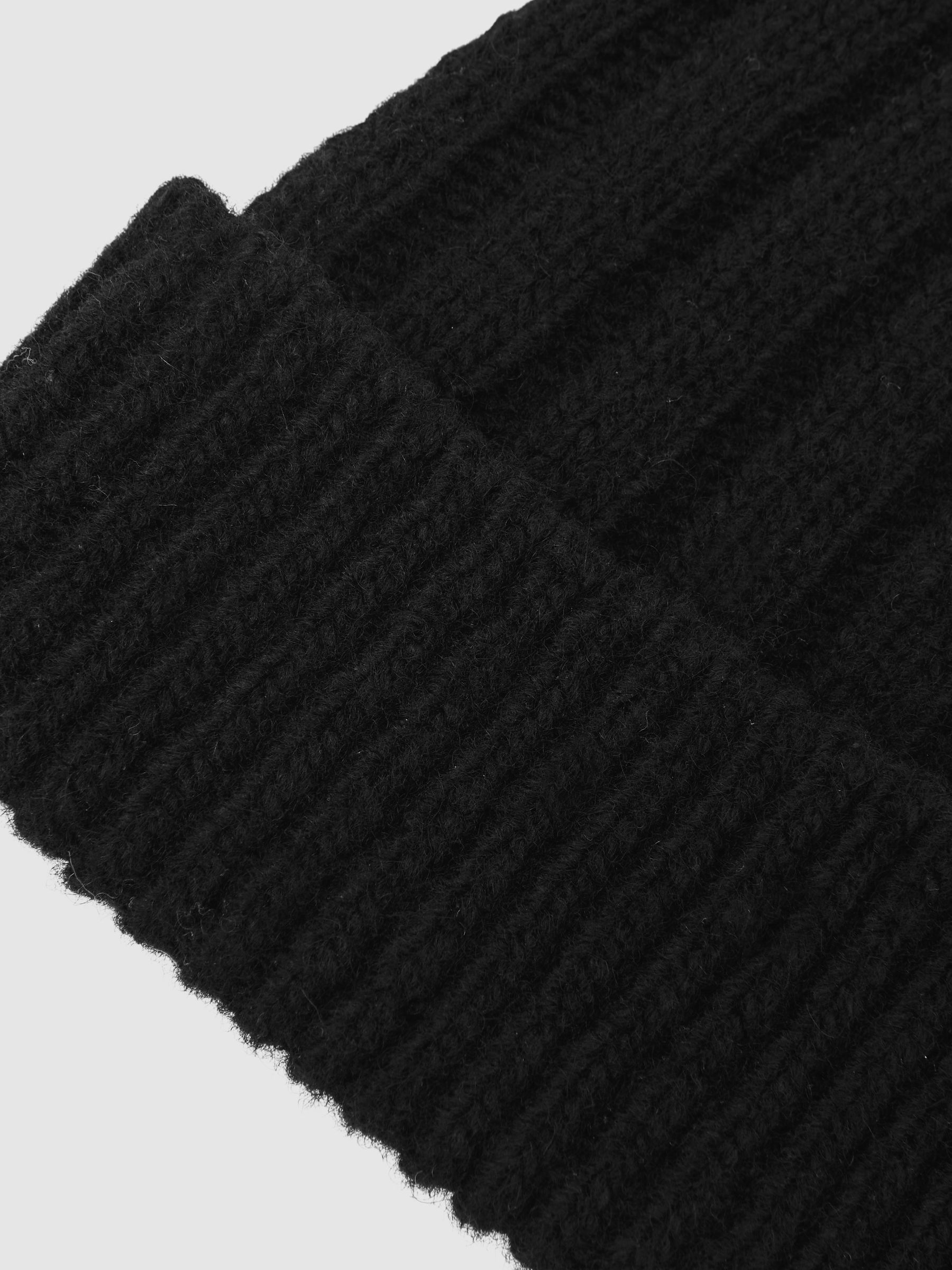 Wool-Blend Chunky Rib-Knit Beanie in Black