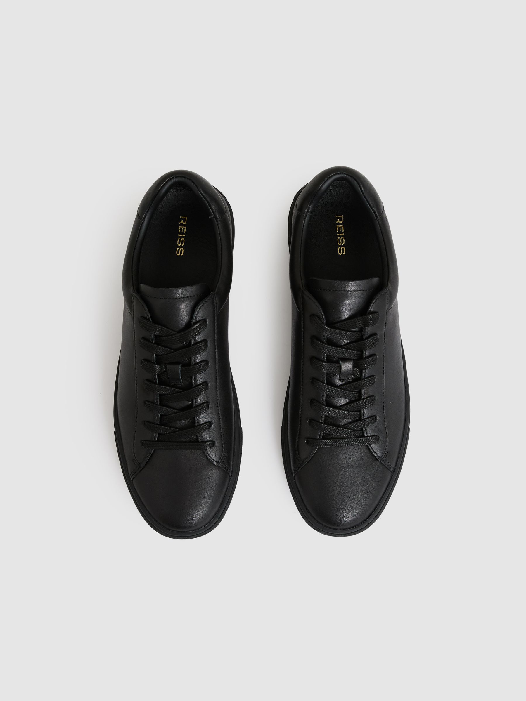 Leather Low-Top Trainers in All Black