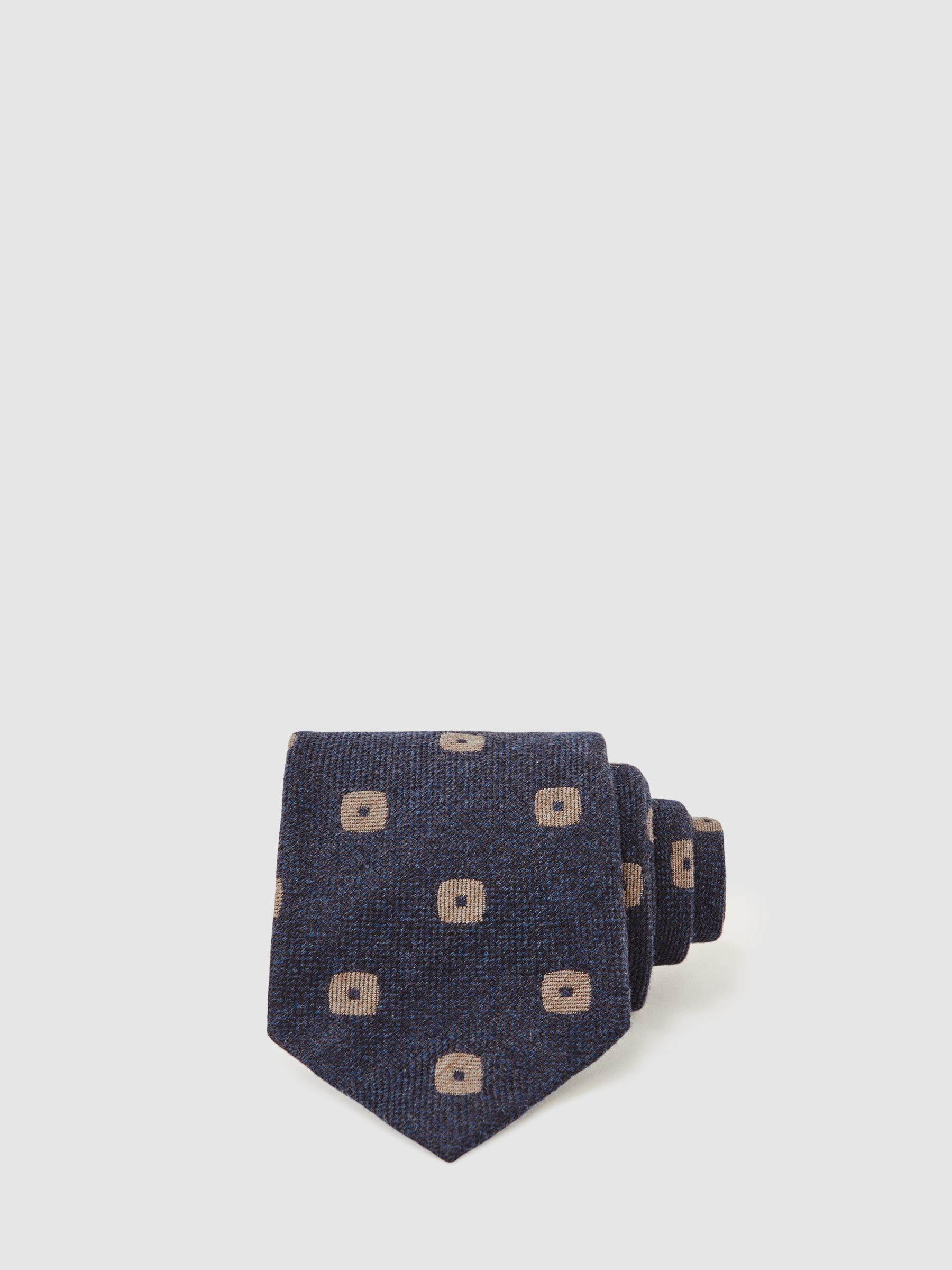 Silk-Wool Square-Medallion Tie in Forest Green