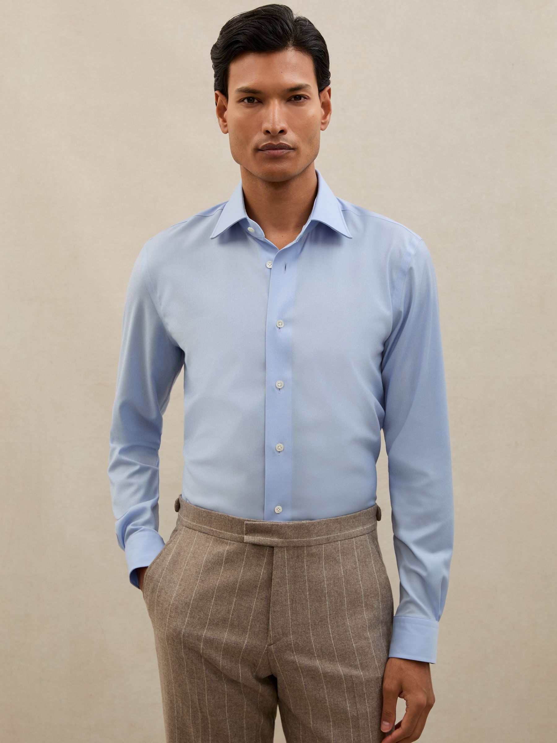 Atelier Wool Regular-Fit Shirt in Soft Blue