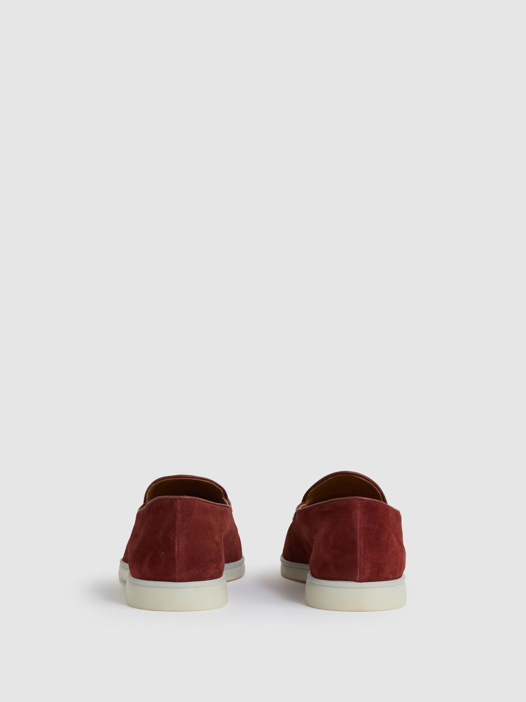 Suede Tassel Loafers in Maroon Red