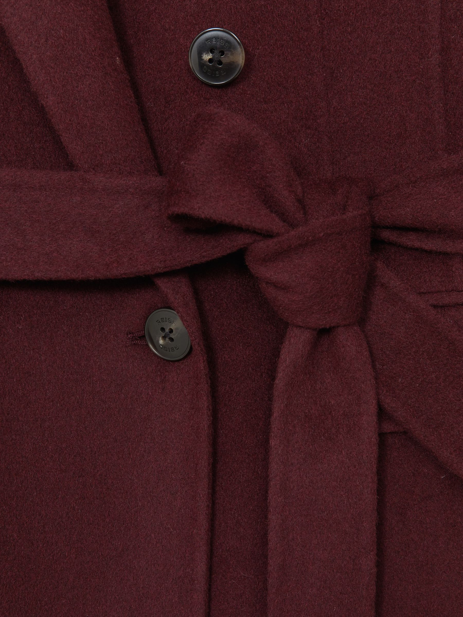 Petite Double-Breasted Blindseam Coat Wool-Blend in Burgundy
