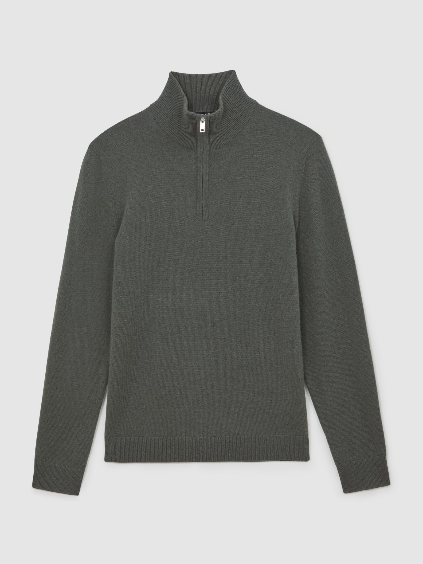 Atelier 100% Cashmere Half-Zip Jumper in Fern Green