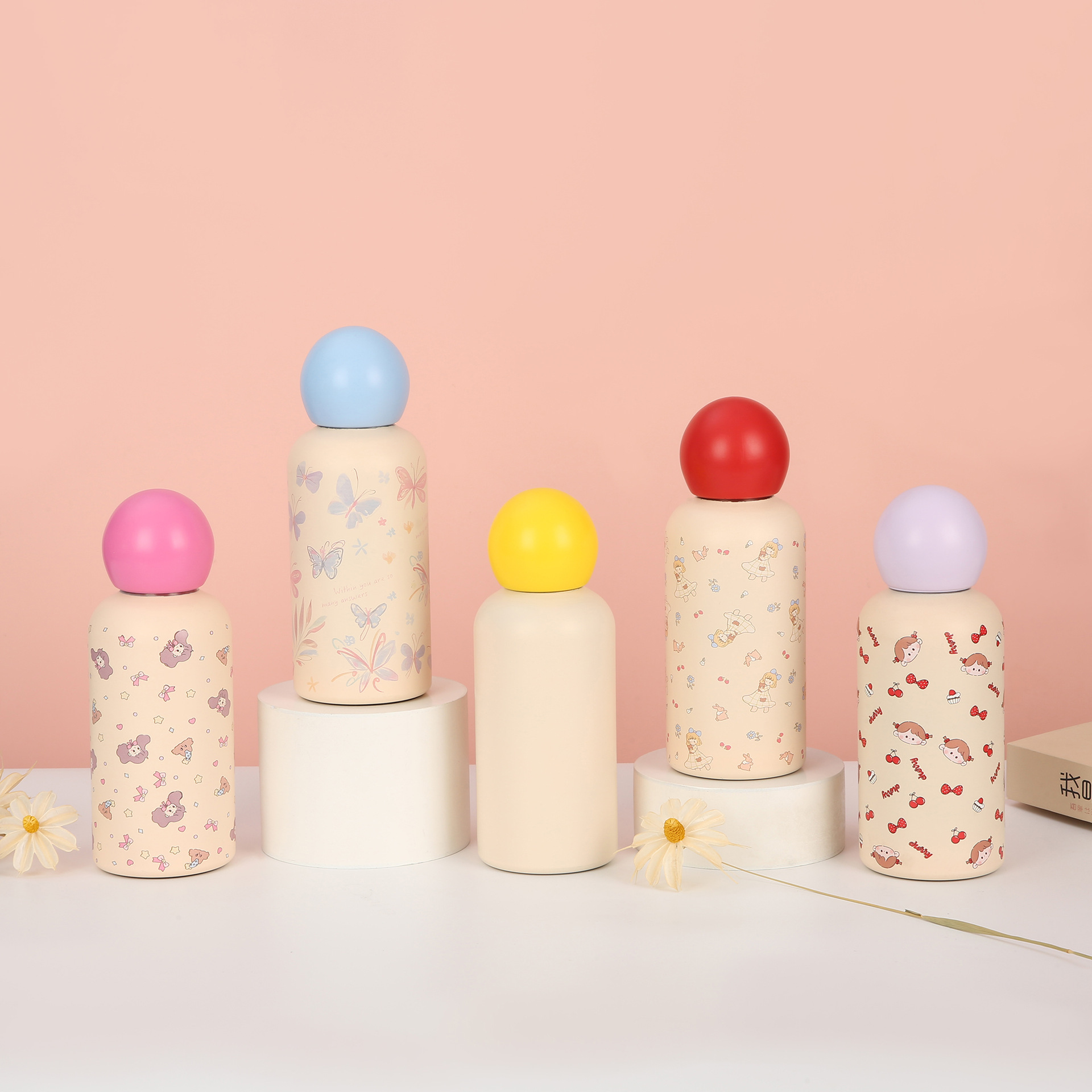 Cartoon Girl & Animal Vacuum Insulated Bottle