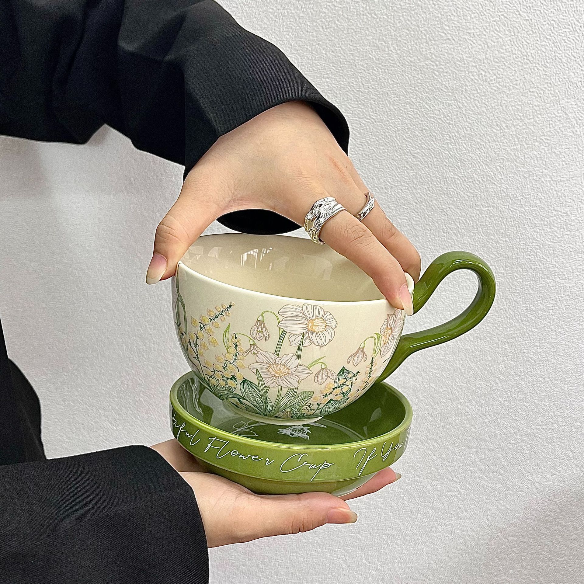 Daffodil Ceramic Cup and Saucer Set