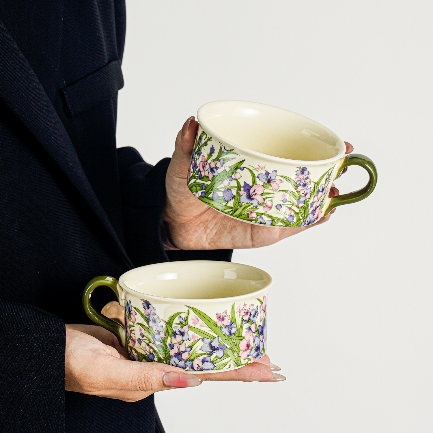 Floral Ceramic Cup and Saucer Set