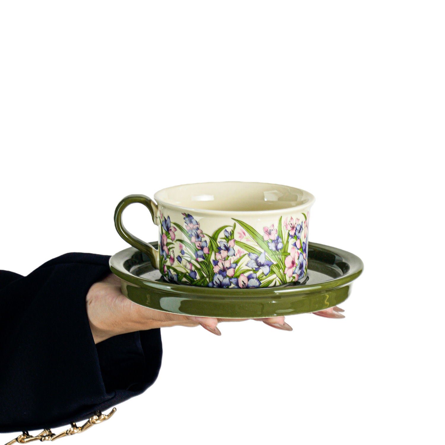 Floral Ceramic Cup and Saucer Set