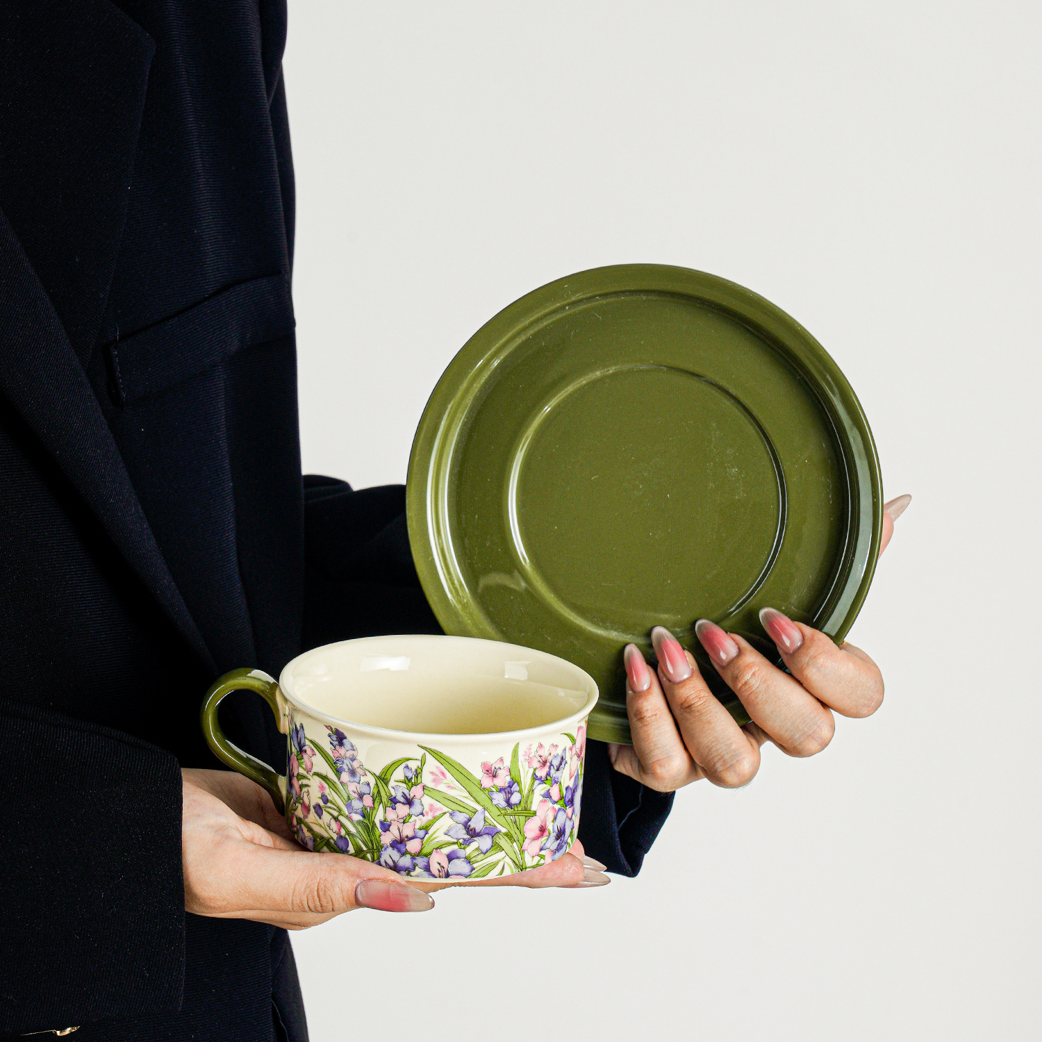 Floral Ceramic Cup and Saucer Set