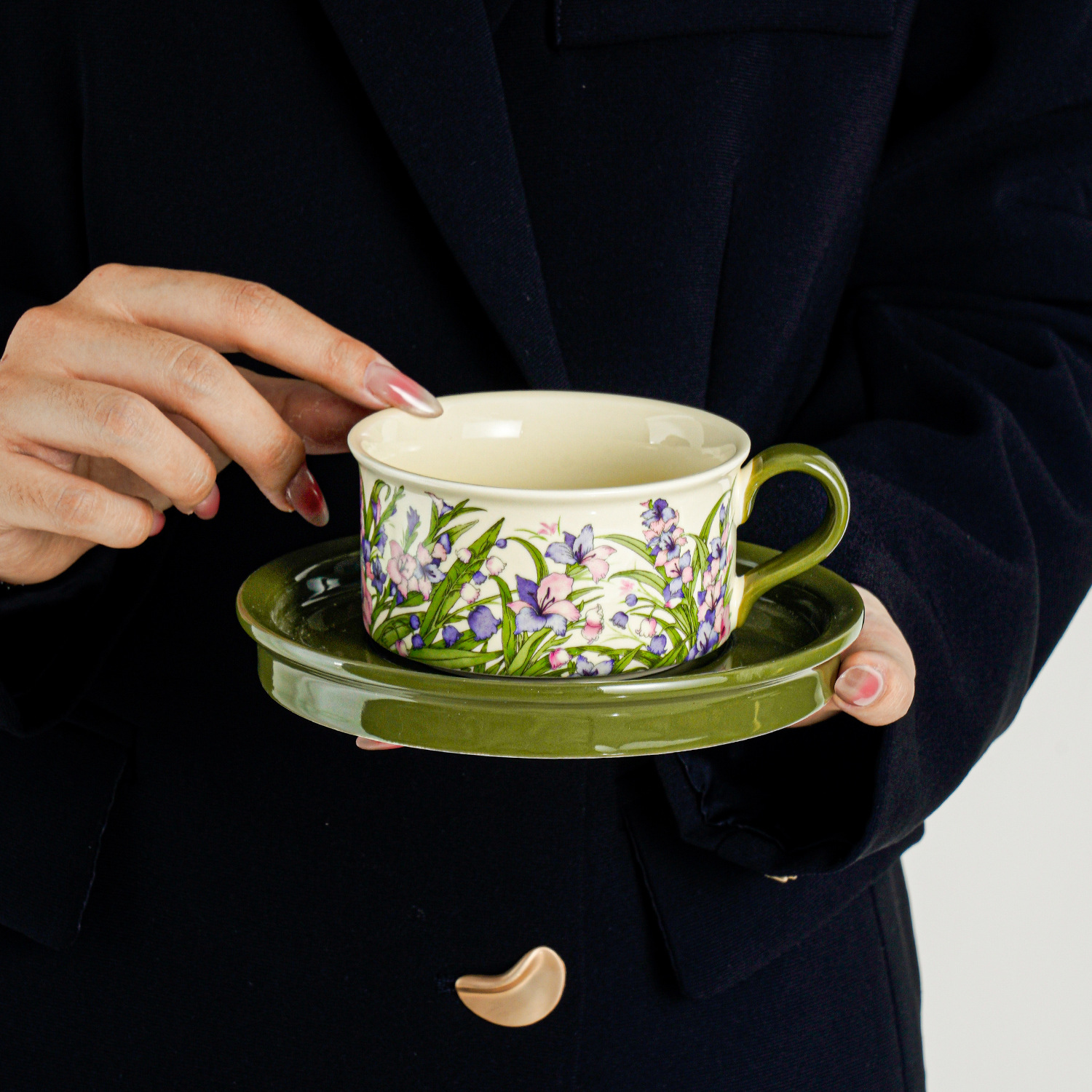 Floral Ceramic Cup and Saucer Set