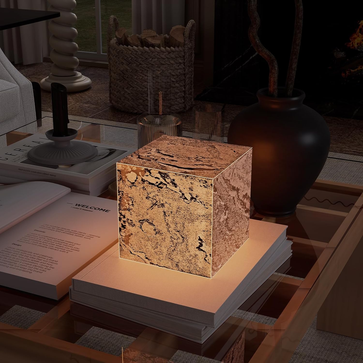 Stone Lamp for Bedroom Handcrafted Ultra-thin Natural Stone