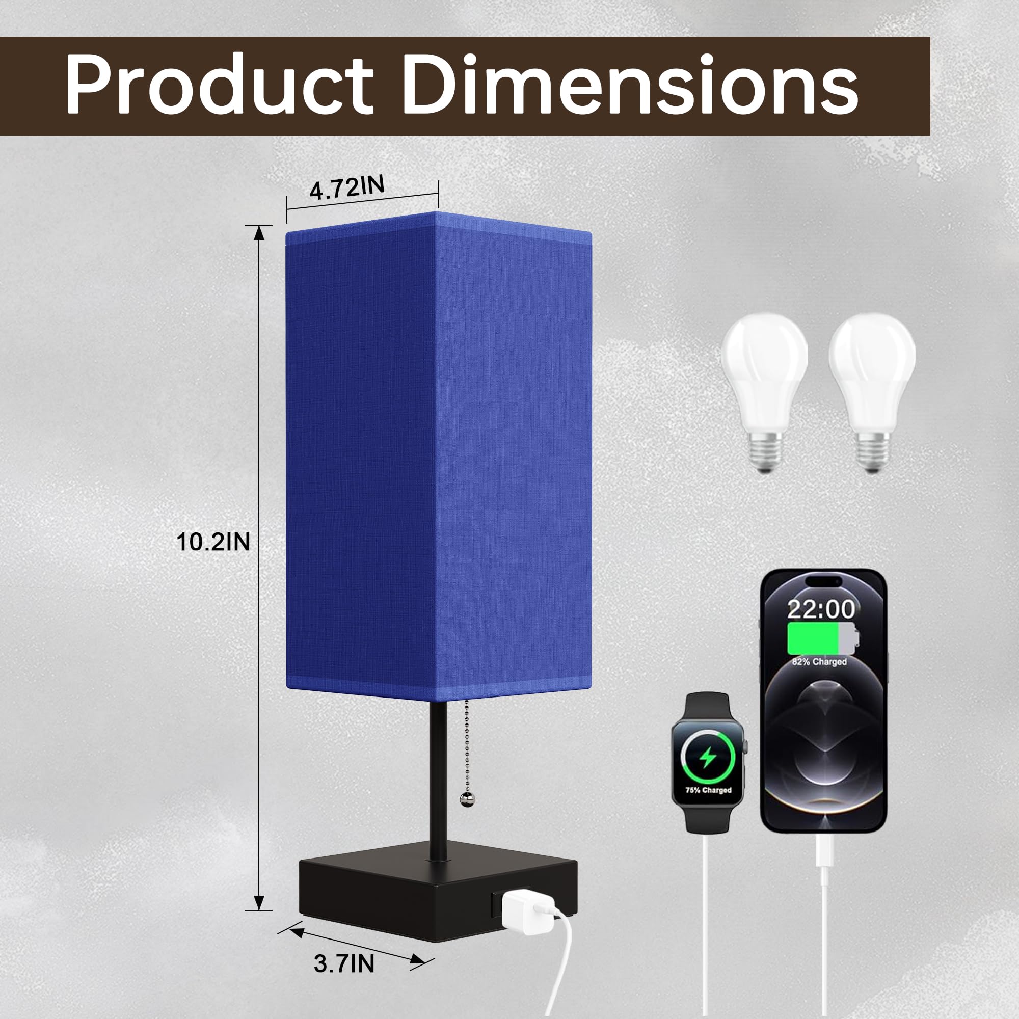 Table Lamp for Bedroom Set of 2