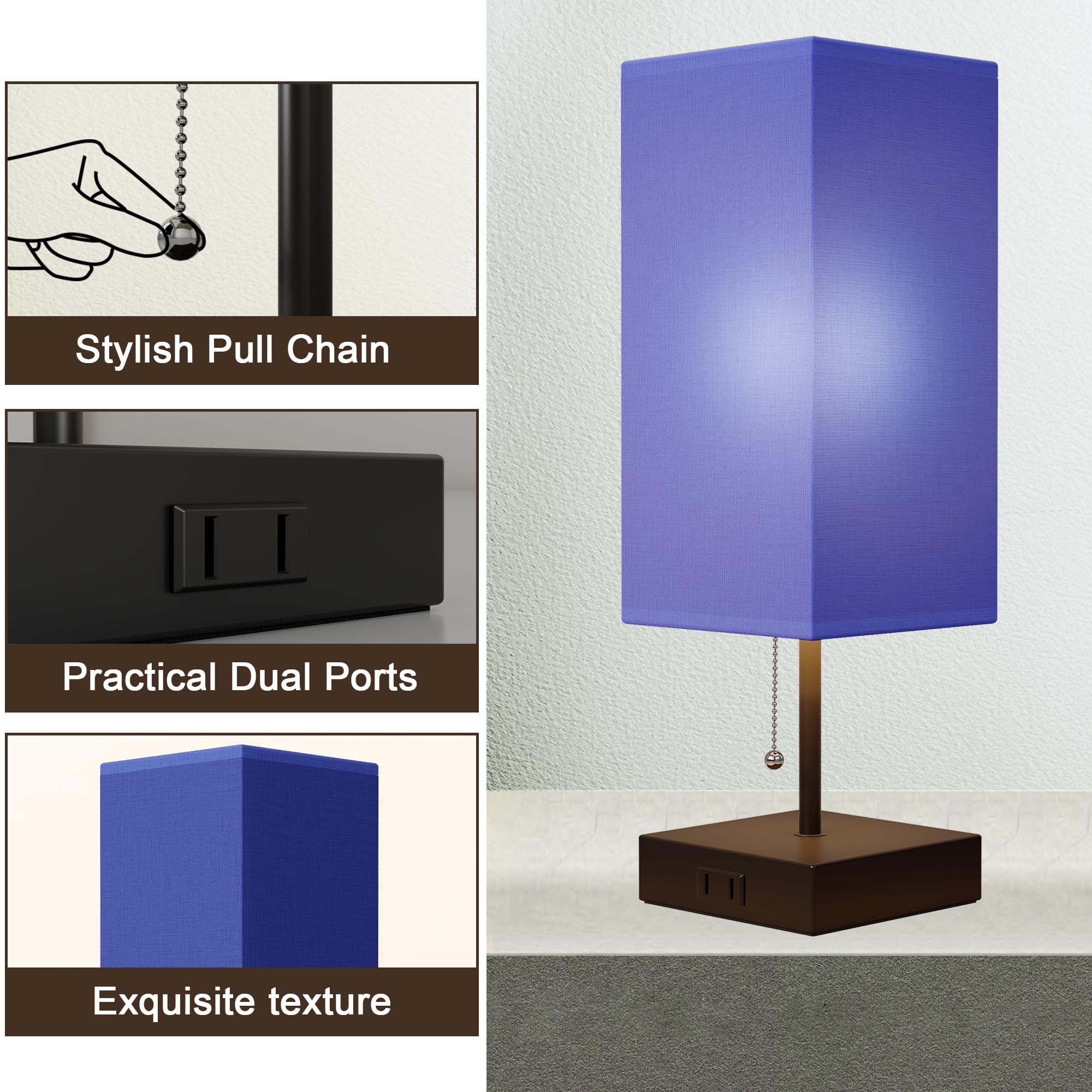 Table Lamp for Bedroom Set of 2