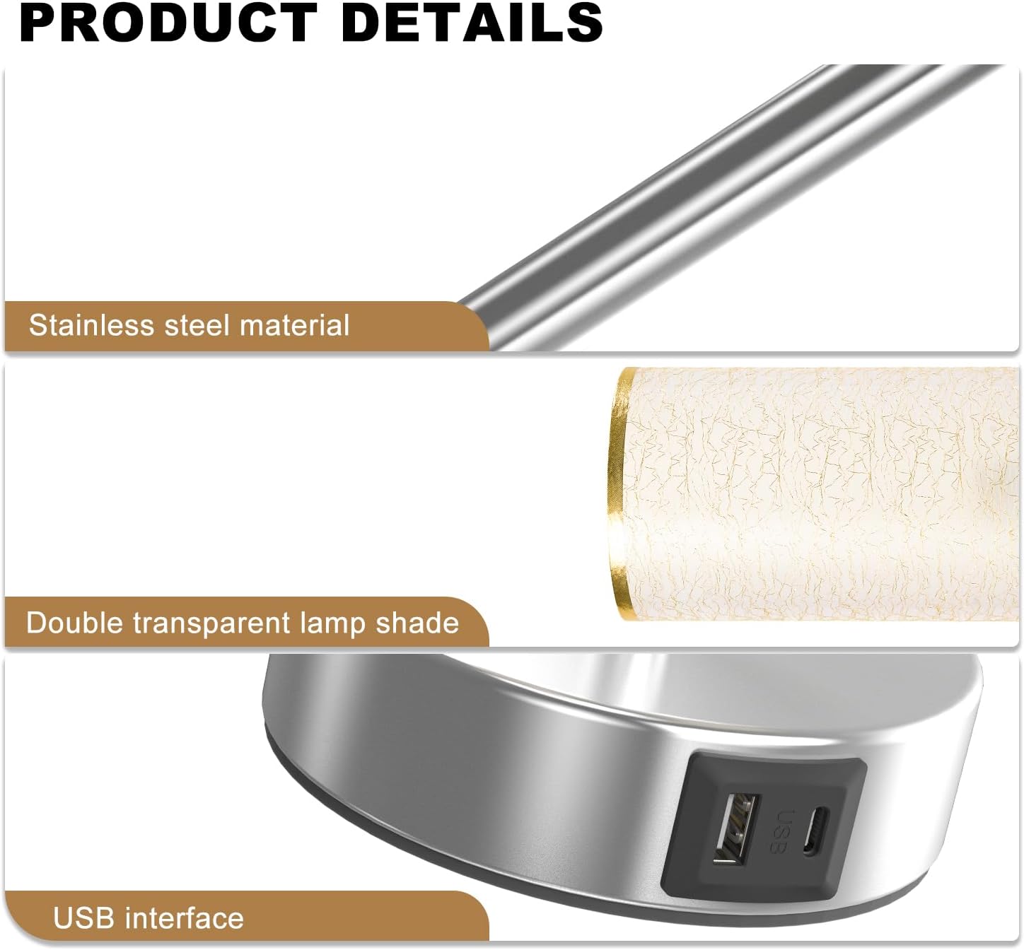 Table Lamp for Bedroom with Touch Control