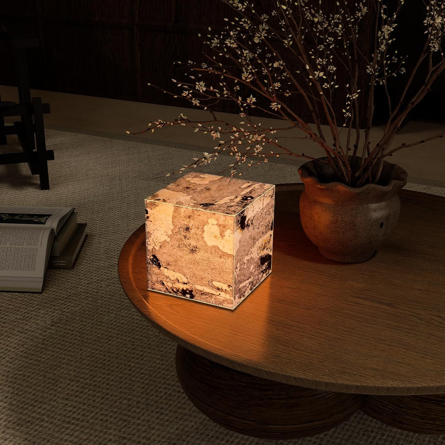 Stone Lamp for Bedroom Handcrafted Ultra-thin Natural Stone