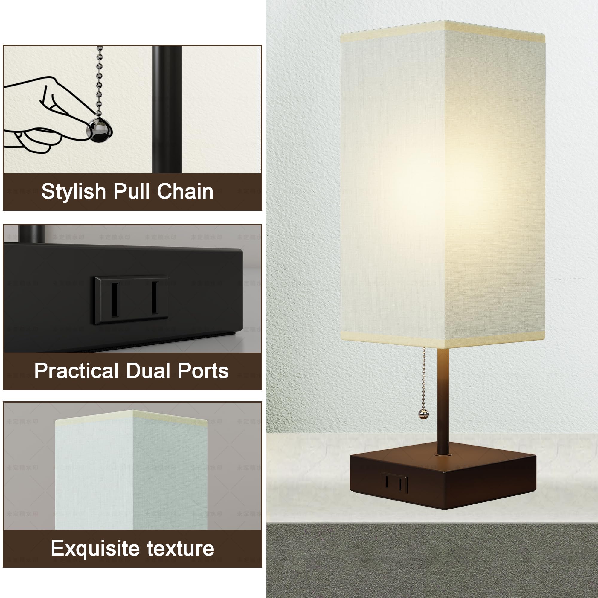 Table Lamp for Bedroom Set of 2