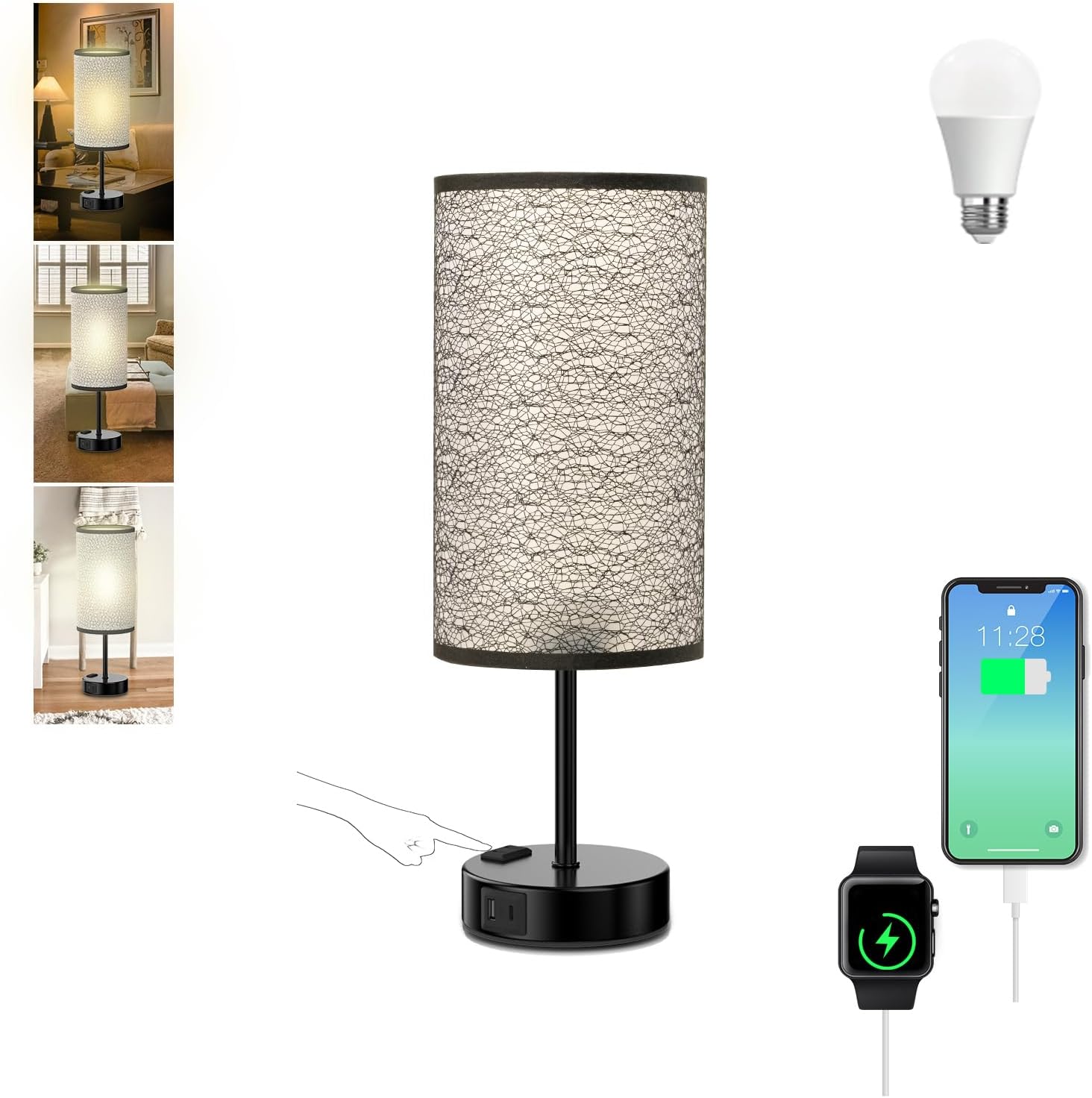Table Lamp for Bedroom with Touch Control