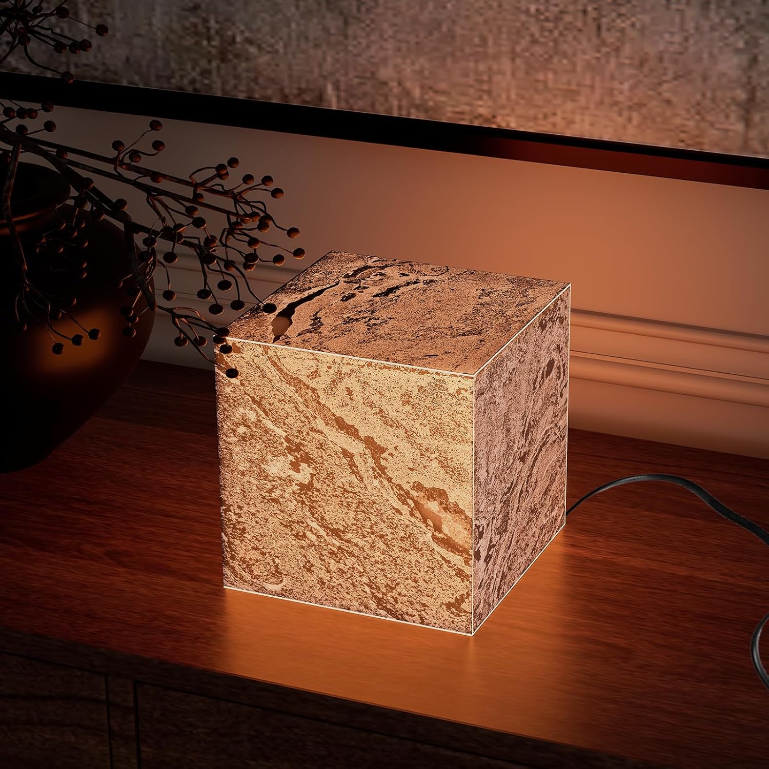 Stone Lamp for Bedroom Handcrafted Ultra-thin Natural Stone