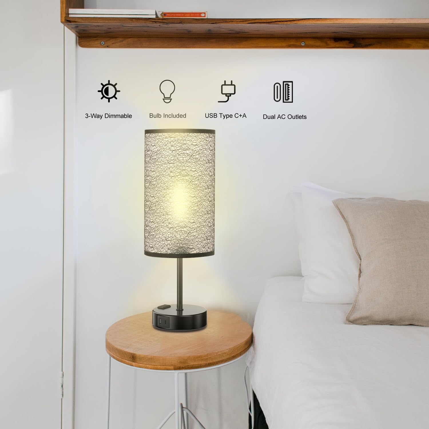 Table Lamp for Bedroom with Touch Control