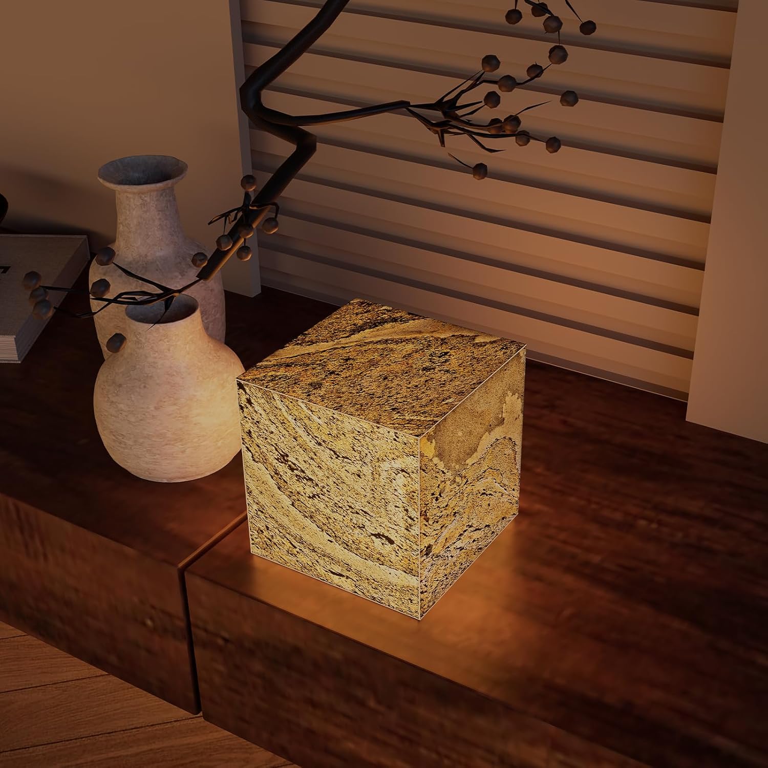 Stone Lamp for Bedroom Handcrafted Ultra-thin Natural Stone