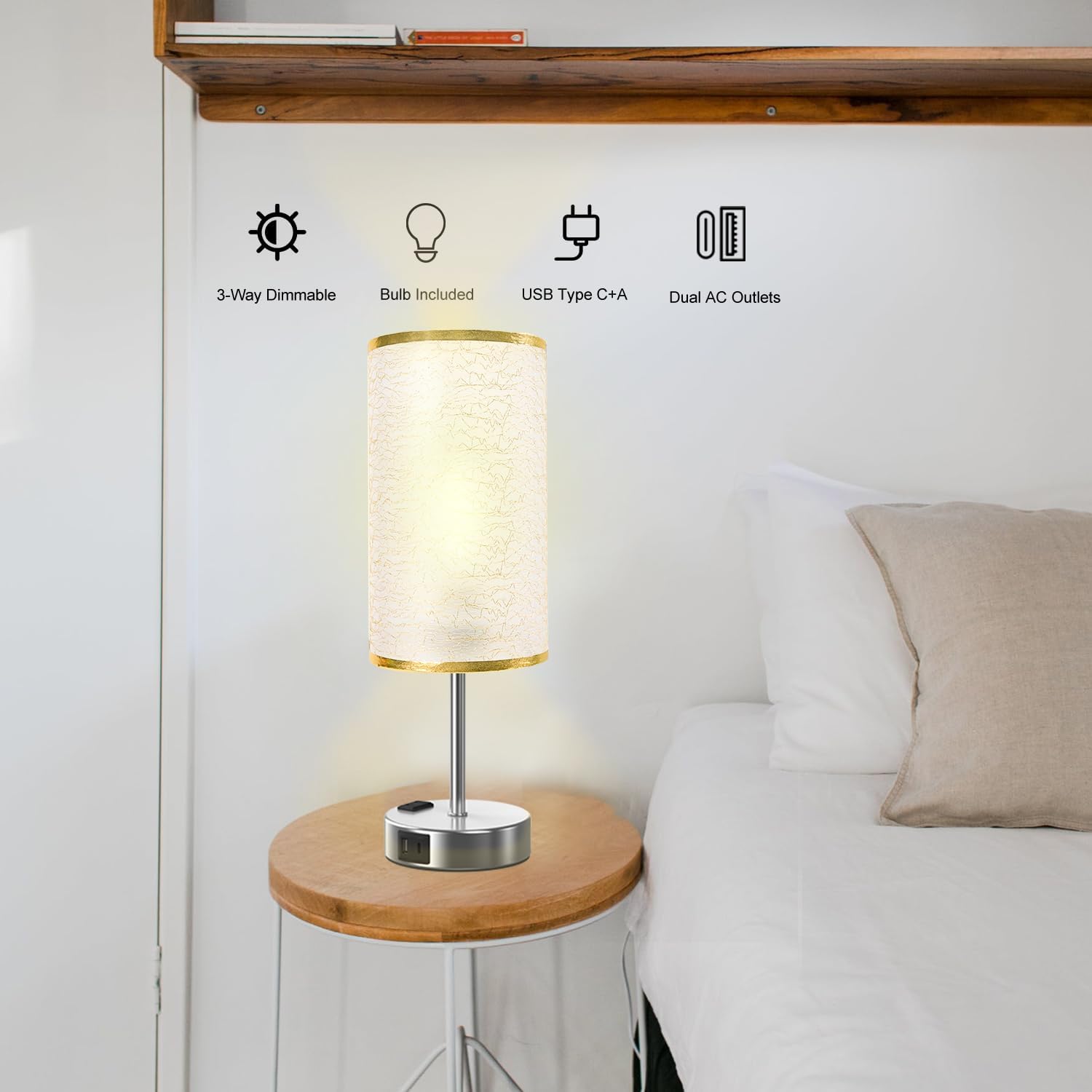 Table Lamp for Bedroom with Touch Control