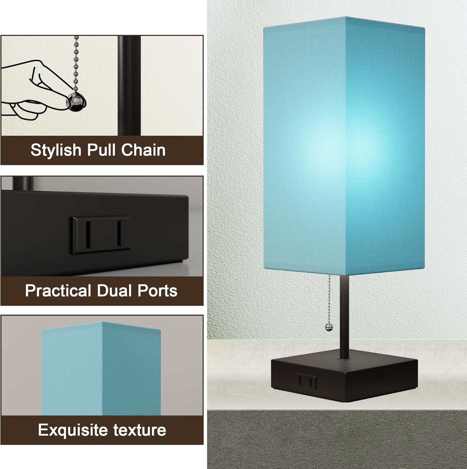 Table Lamp for Bedroom Set of 2