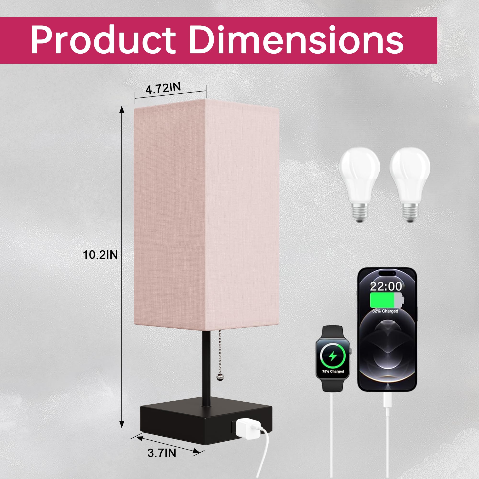 Table Lamp for Bedroom Set of 2