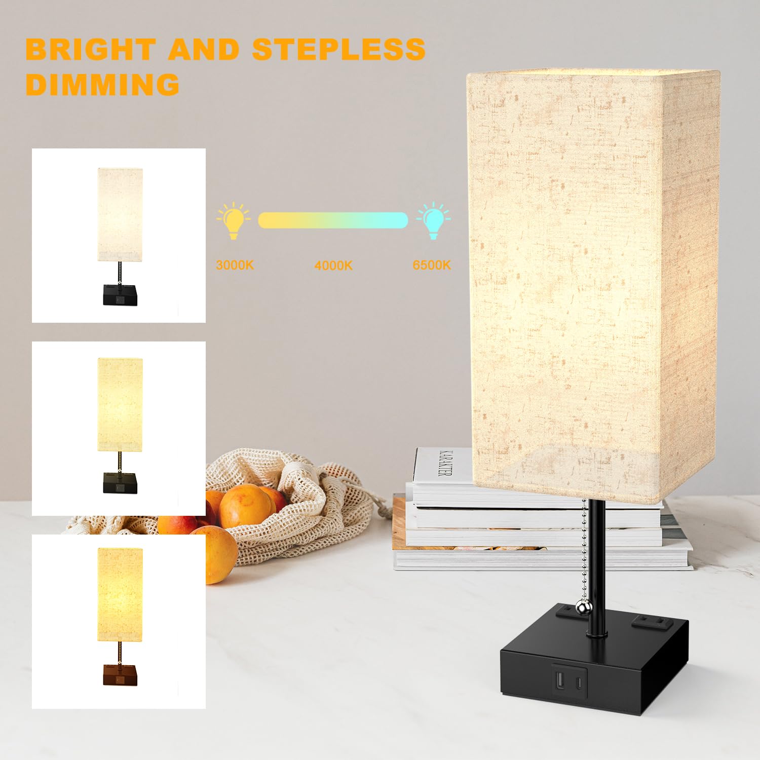 Table Lamp for Bedroom with USB